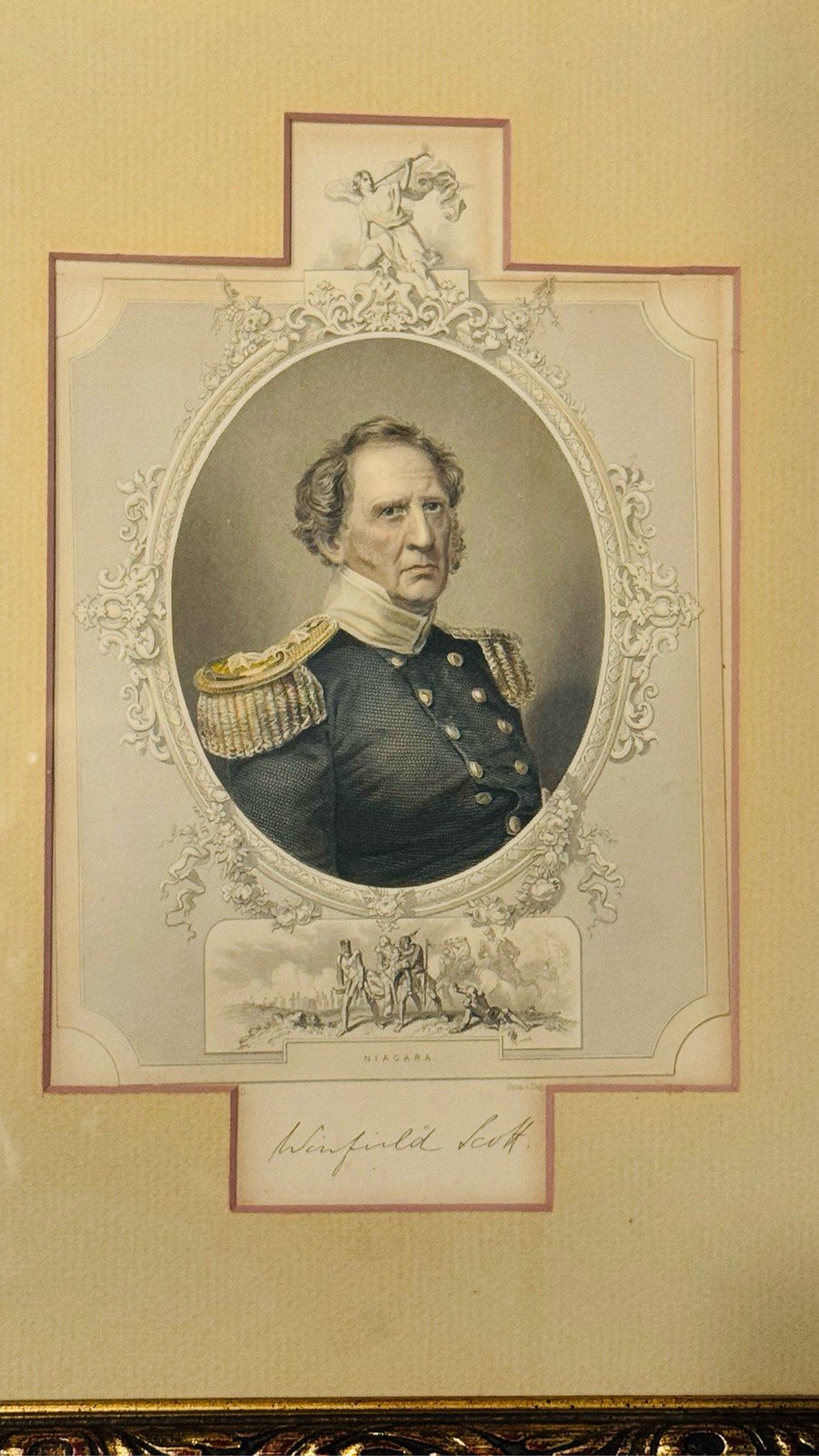 Antique Engraved Framed 1878 print of General Winfield Scott military uniform Antique Engraved Framed 1878 print of General Winfield Scott military uniform