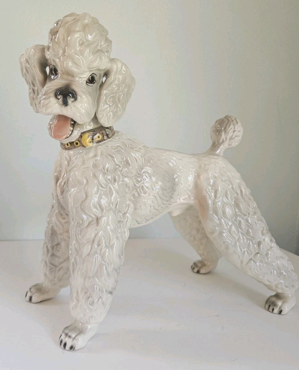 Rare Wien Keramos Austria Porcelain White Poodle Antique 1930\'S Large 12 \ Rare Wien Keramos Austria Porcelain White Poodle Antique 1930\'S Large 12 \