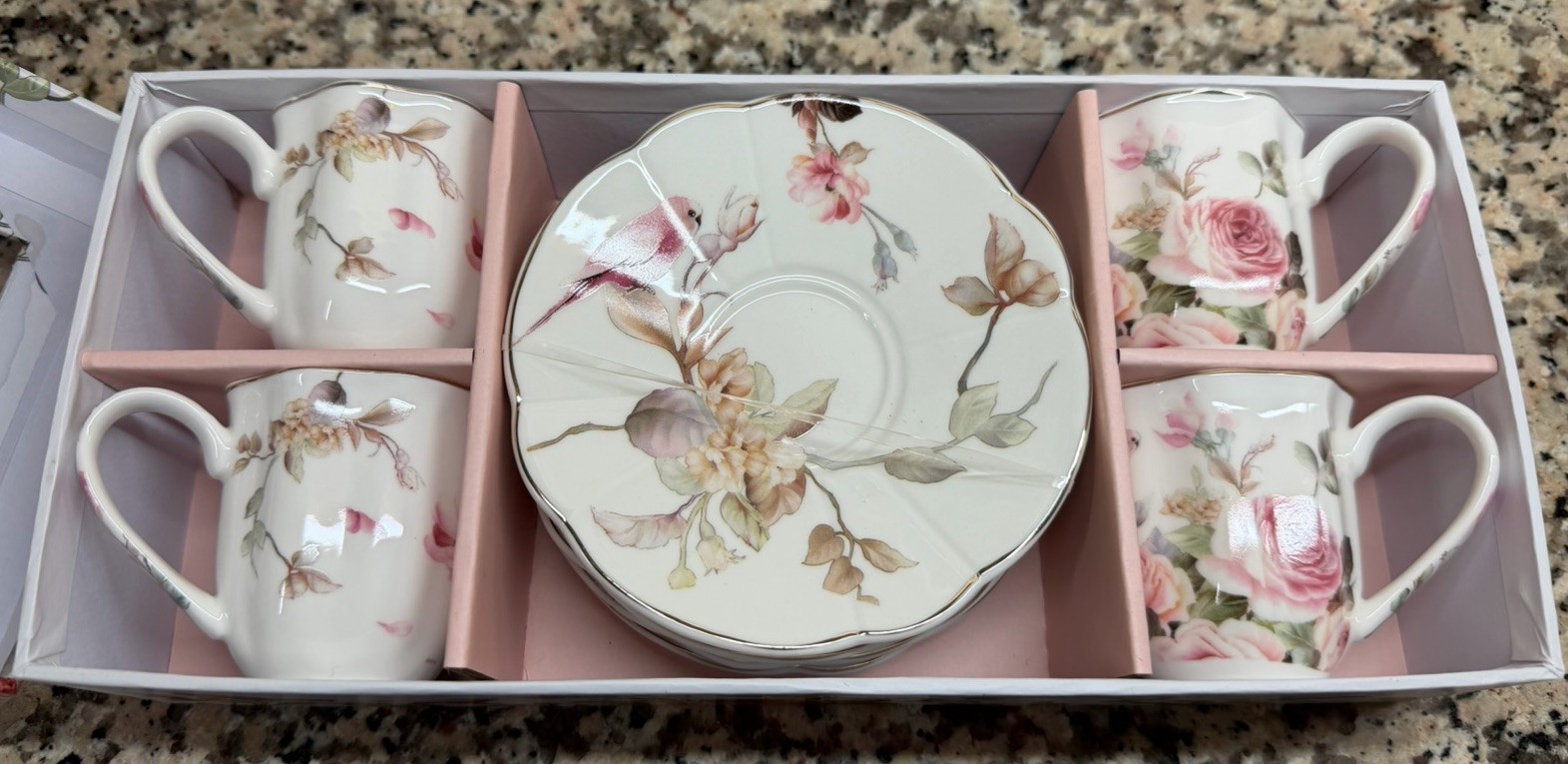 Grace Teaware Cottage Rose Birds Magnolia Garden espresso 8 Pc Fine Porcelain Grace Teaware Cottage Rose Birds Magnolia Garden espresso 8 Pc Fine Porcelain