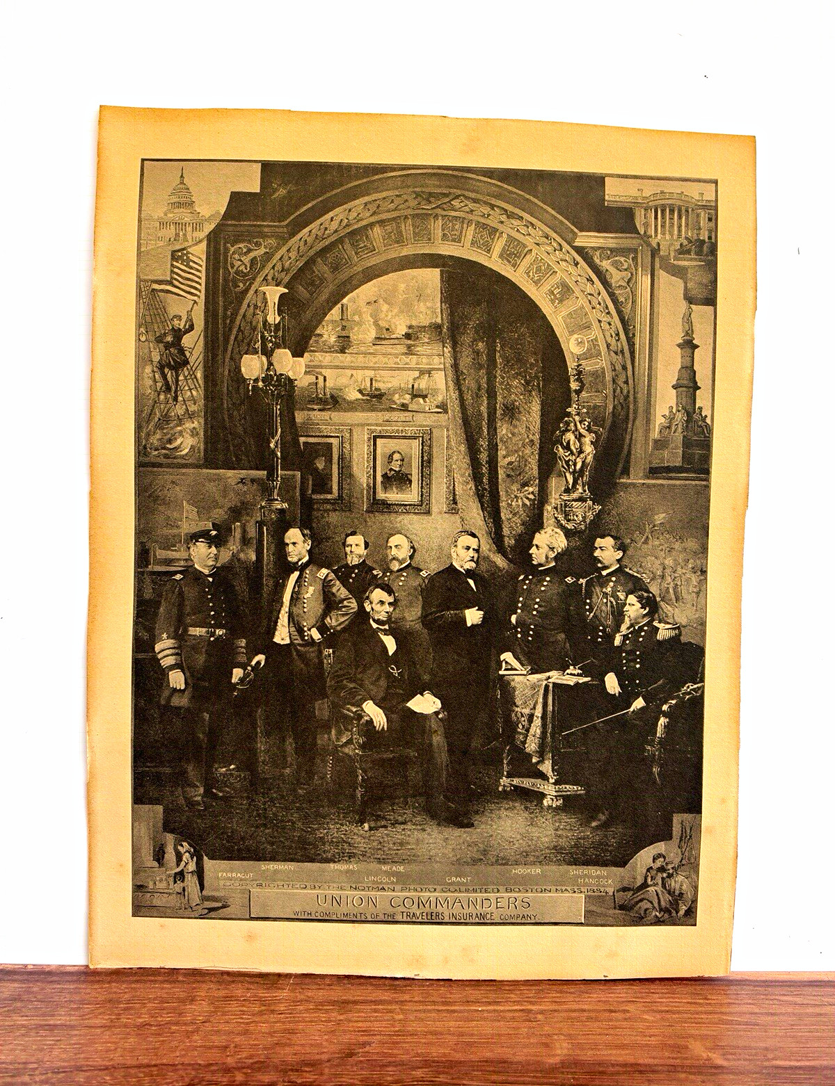 Original 1884 Union Commanders Civil War Print Abraham Lincoln Ulysses S Grant A