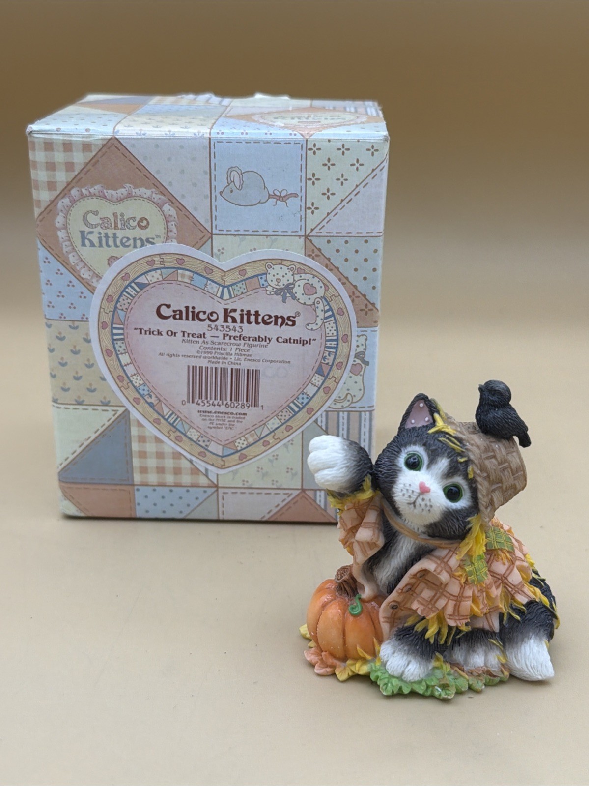 Enesco Calico Kittens TRICK OR TREAT PREFERABLY CATNIP #543543 w/ Box 1999 Fall