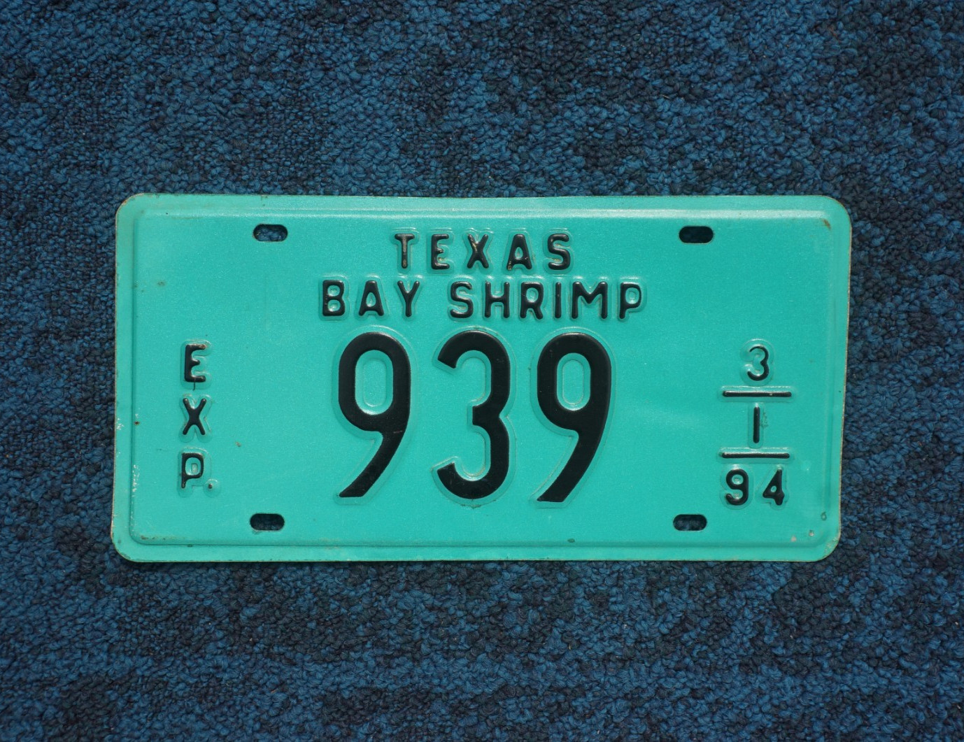 1994 Texas BAY SHRIMP License Plate # 939