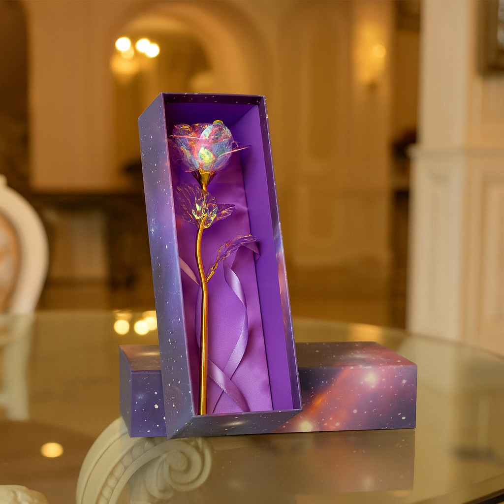 Gold Plated Rose Flower Christmas Gift Birthday Romantic Golden Flower w/Box
