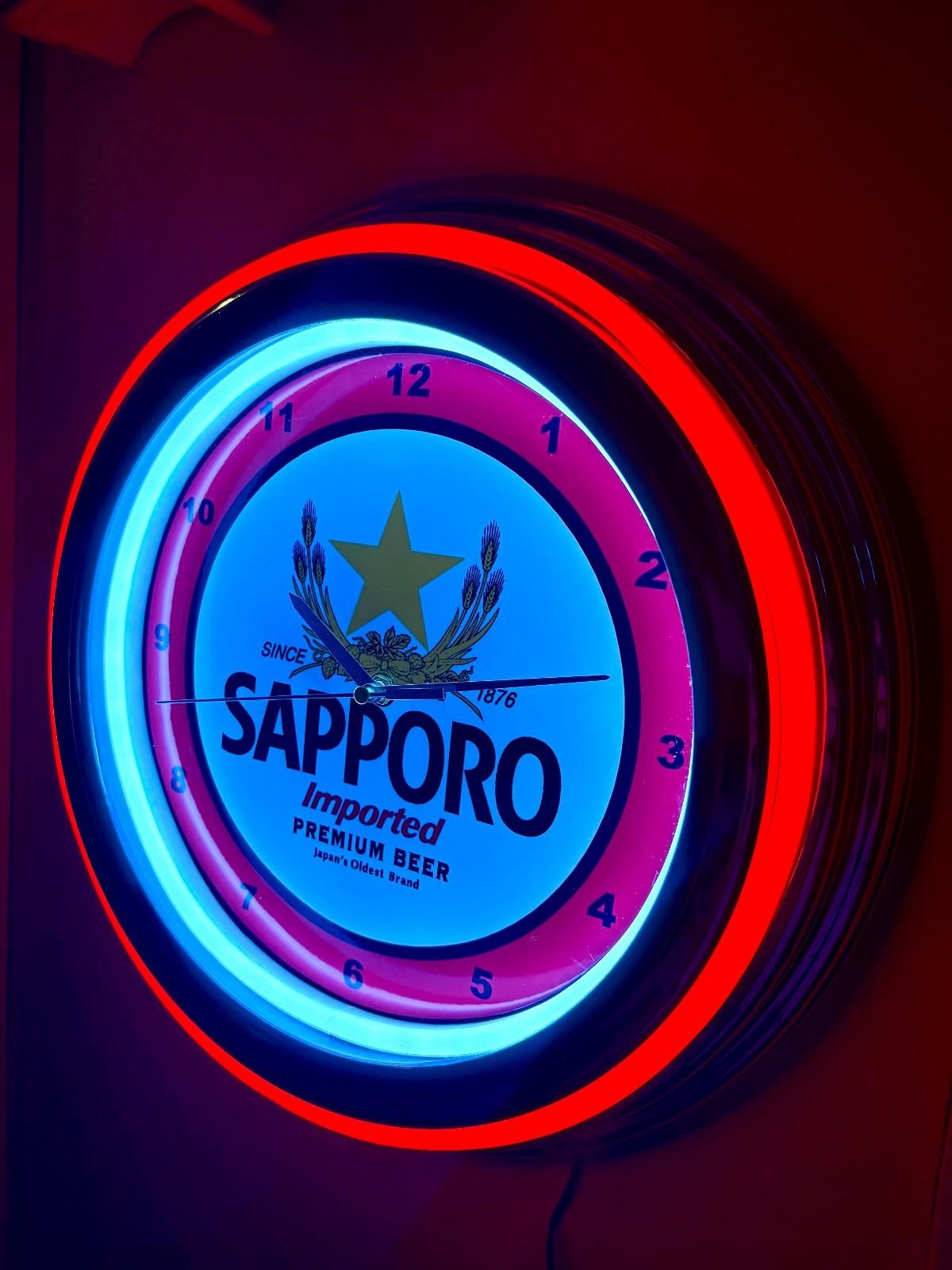 Sapporo Japanese Hibachi Beer Bar Man Cave Neon Style LED Clock Advertising Sign Sapporo Japanese Hibachi Beer Bar Man Cave Neon Style LED Clock Advertising Sign