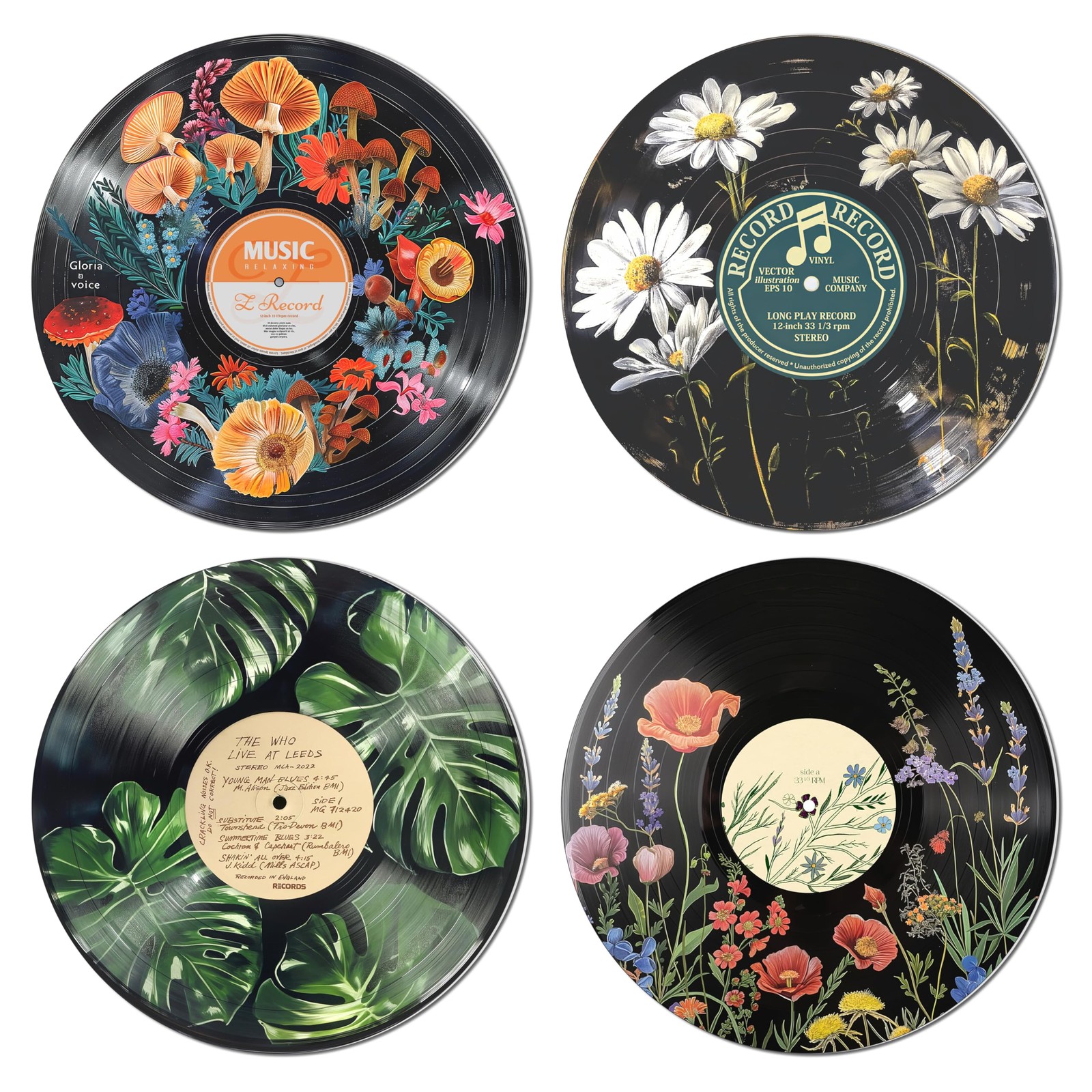 HK Studio Hippie Decor Posters Botanical Wall Art Record Room Aesthetic 4 Pack HK Studio Hippie Decor Posters Botanical Wall Art Record Room Aesthetic 4 Pack