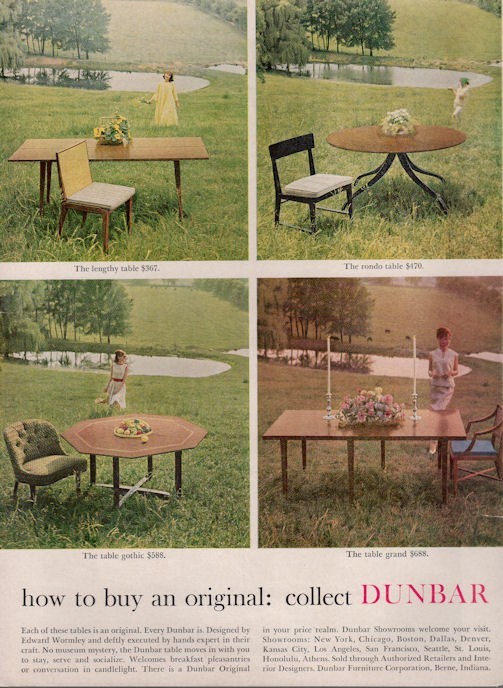 1962 Dunbar PRINT AD Feat: Vintage 60's Furniture Table Chair Great Docu Decor