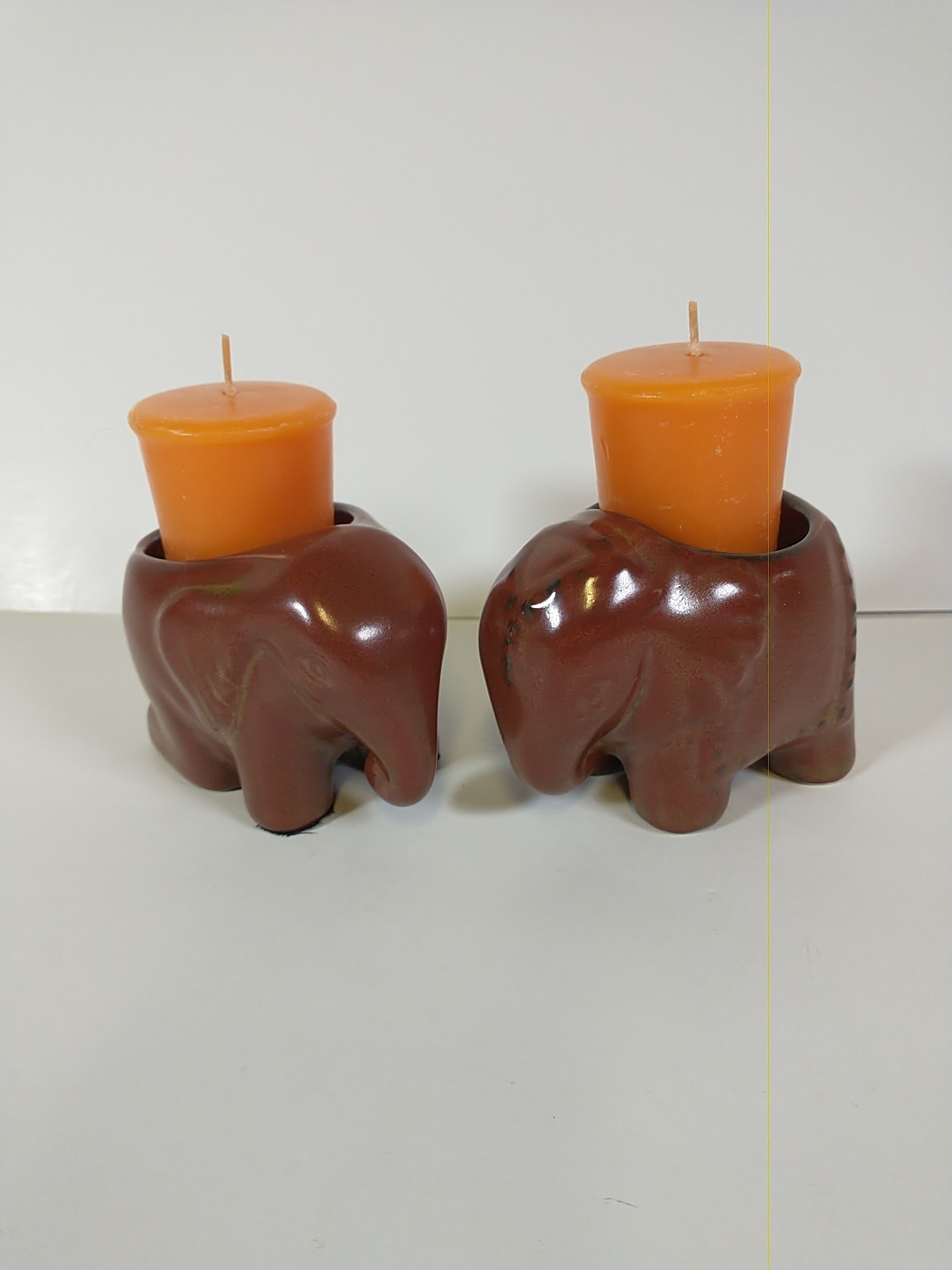 Set Of PartyLite Brown Elephant Tealight/Votive Holders 2.5 Set Of PartyLite Brown Elephant Tealight/Votive Holders 2.5