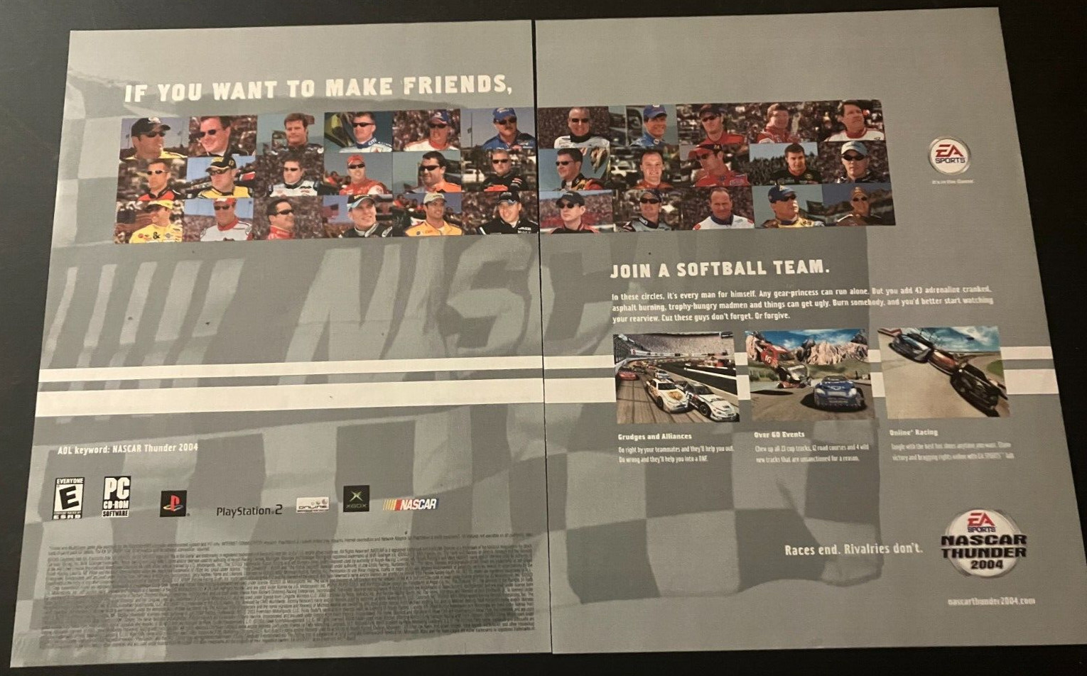 NASCAR Thunder 2004 - Vintage Original Gaming Print Ad / Streamer Wall Art NASCAR Thunder 2004 - Vintage Original Gaming Print Ad / Streamer Wall Art