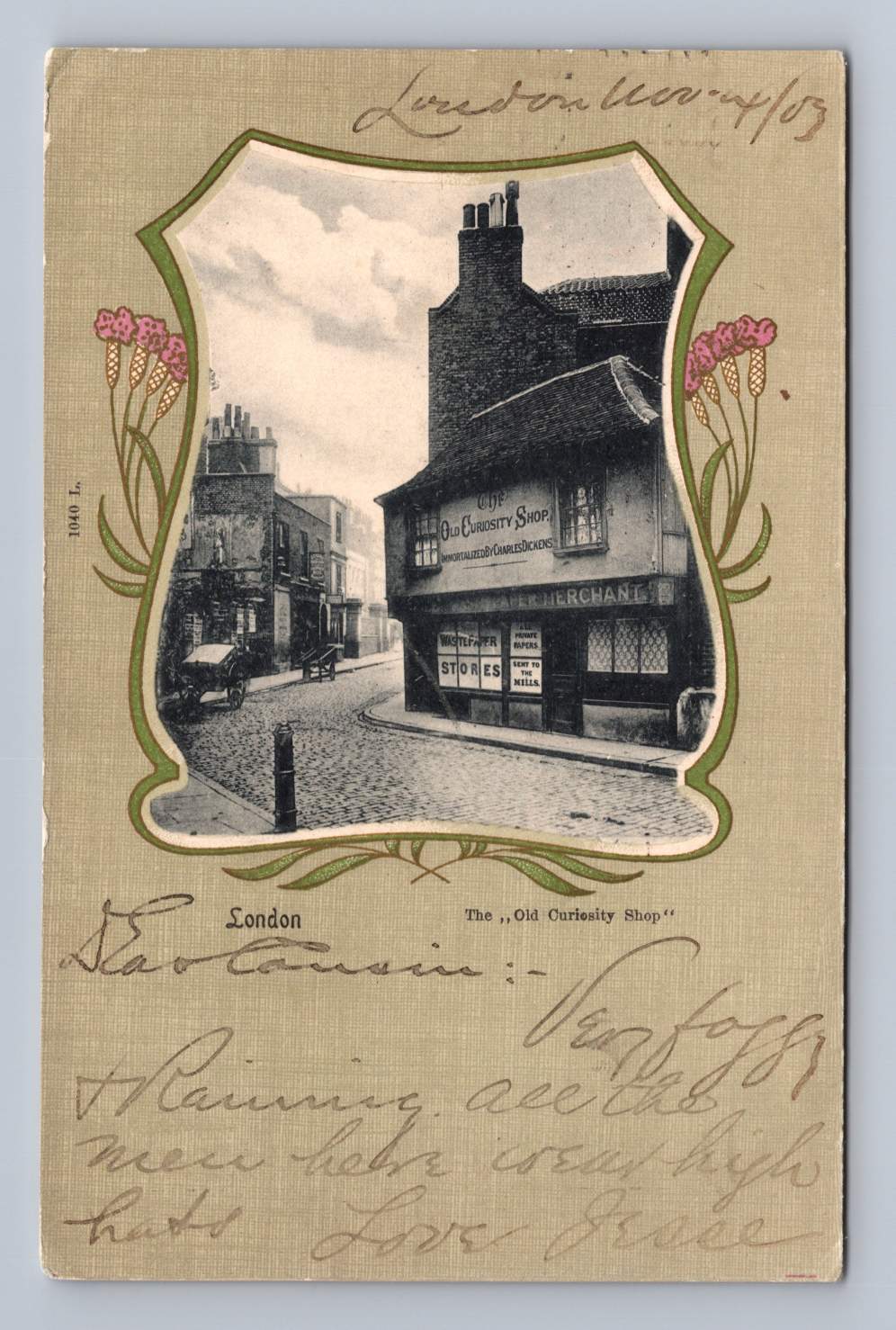 LONDON Old Curiosity Shop Charles Dickens Novel 1903 to New York NY