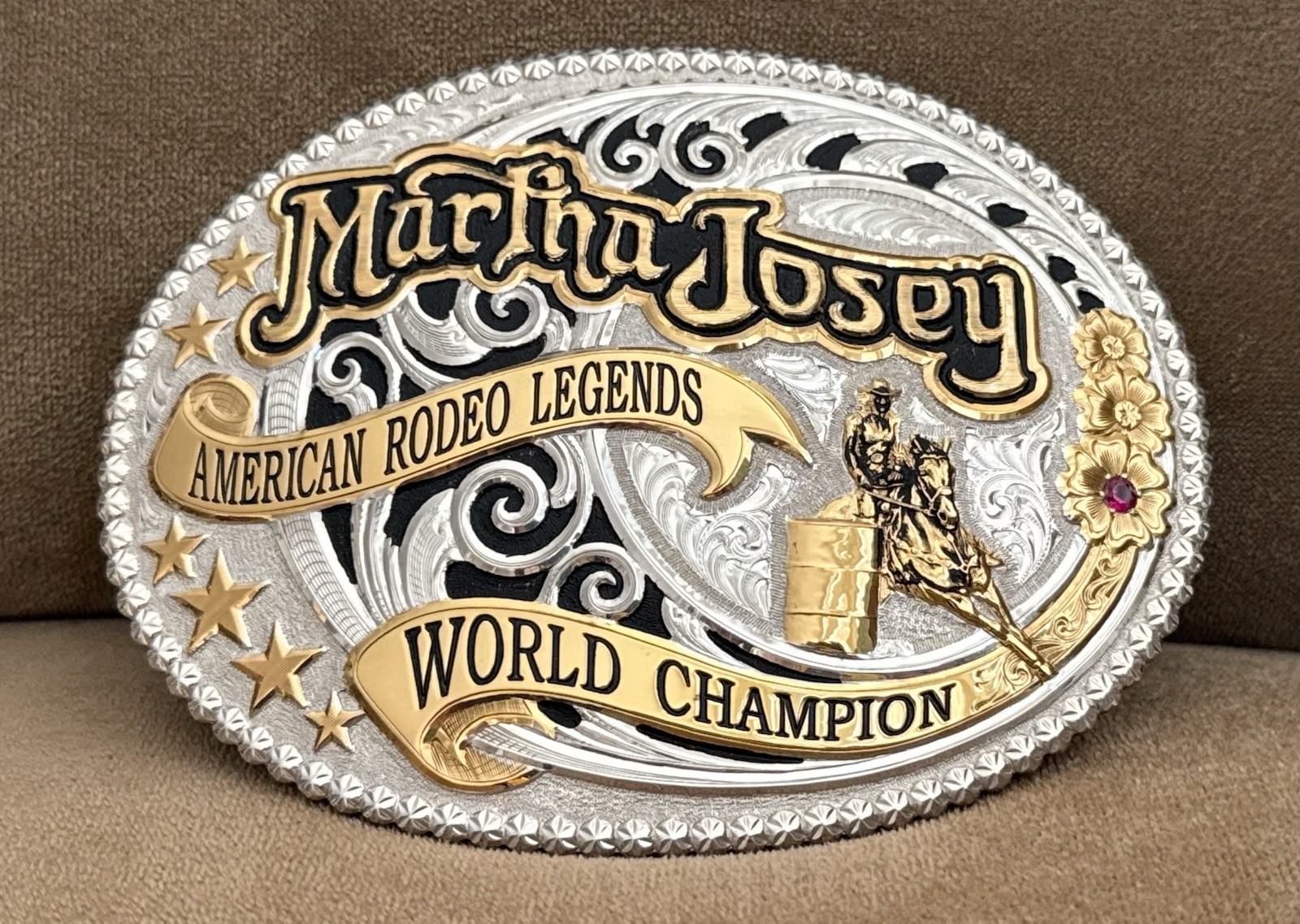 Vintage NOS NIB Gist Sterling OL MARTHA JOSEY World Champion Trophy Belt Buckle