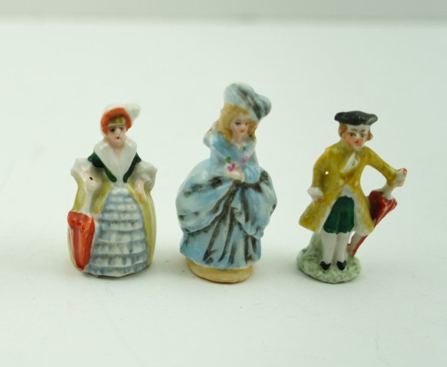 Lot of 3 Antique German Porcelain Miniature Figurines 2 Lot of 3 Antique German Porcelain Miniature Figurines 2