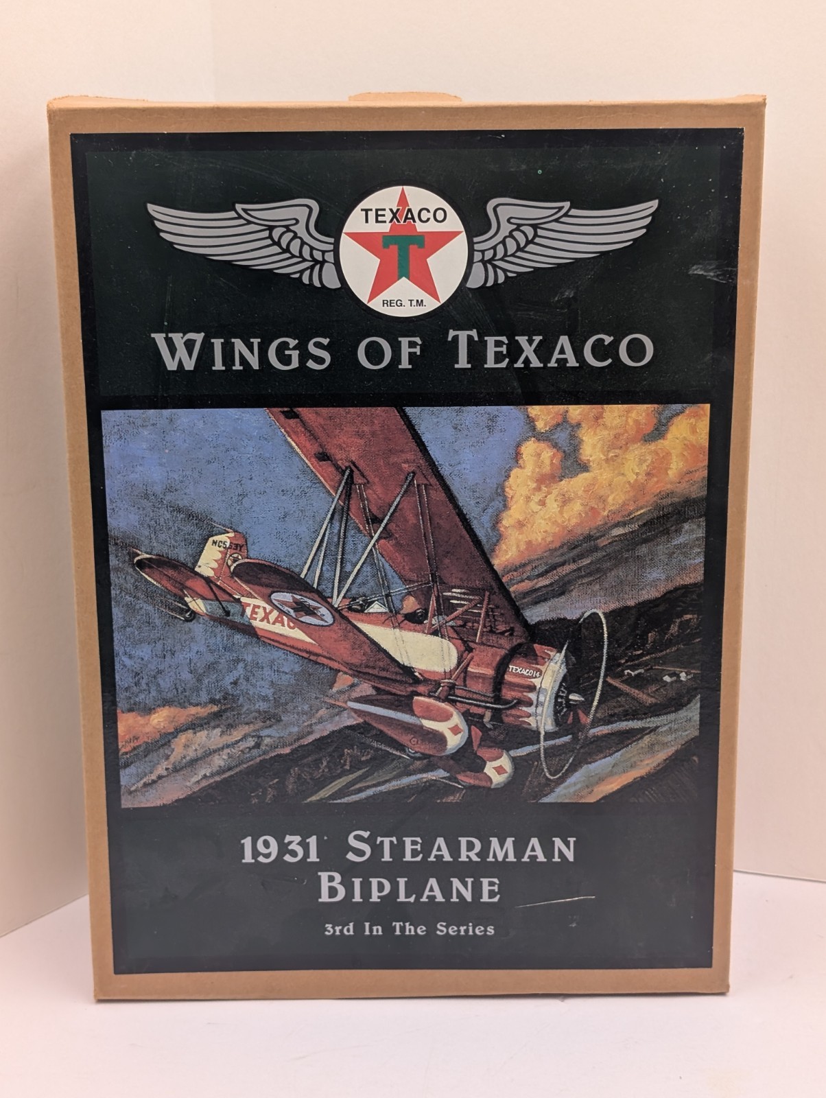 WINGS OF TEXACO ERTL 1931 Stearman Biplane Die-cast Metal Plane Bank 1995 NEW