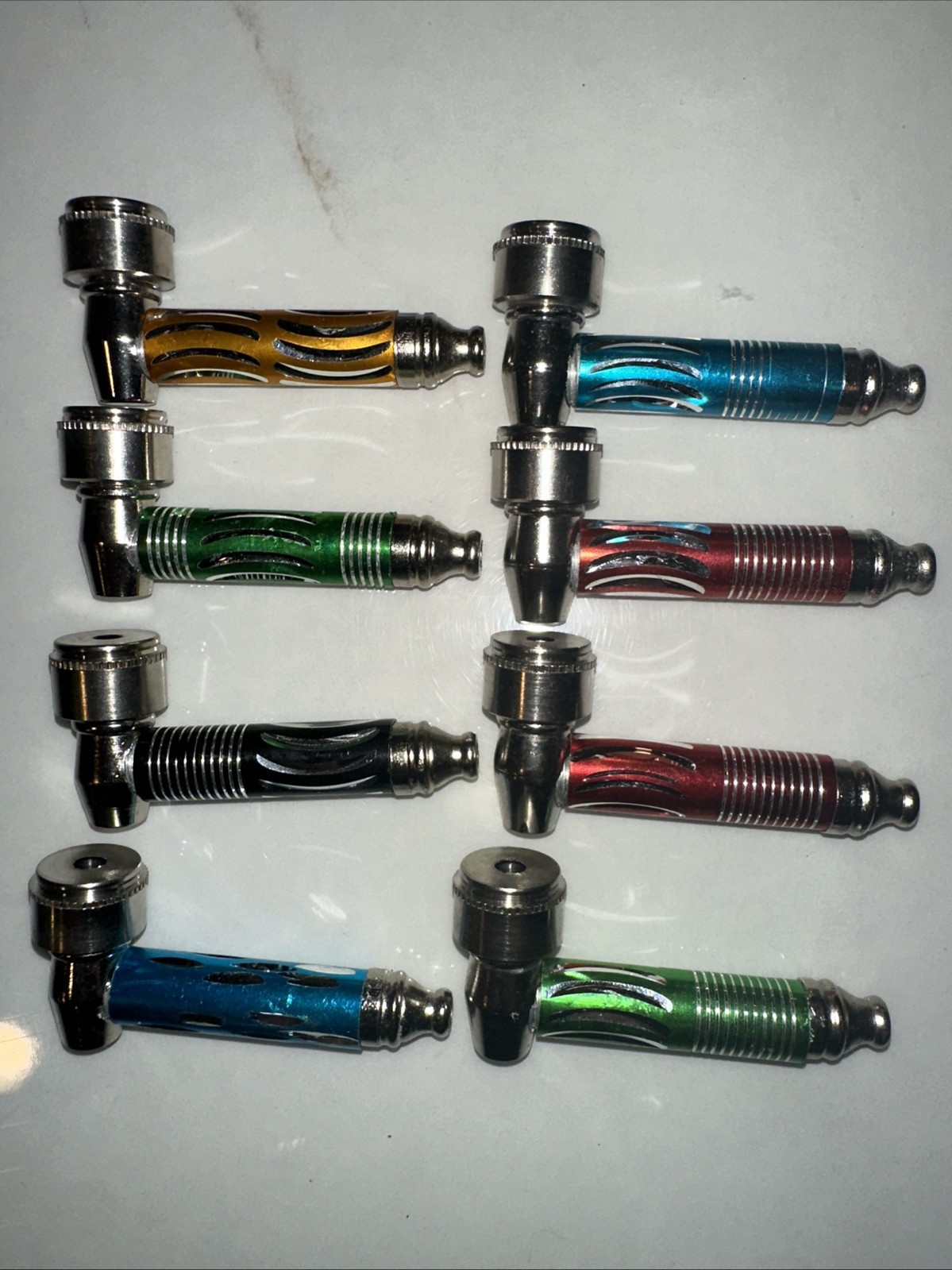 8 Pack 3” Metal Tobacco Smoking Hand Pipes with Caps  USA