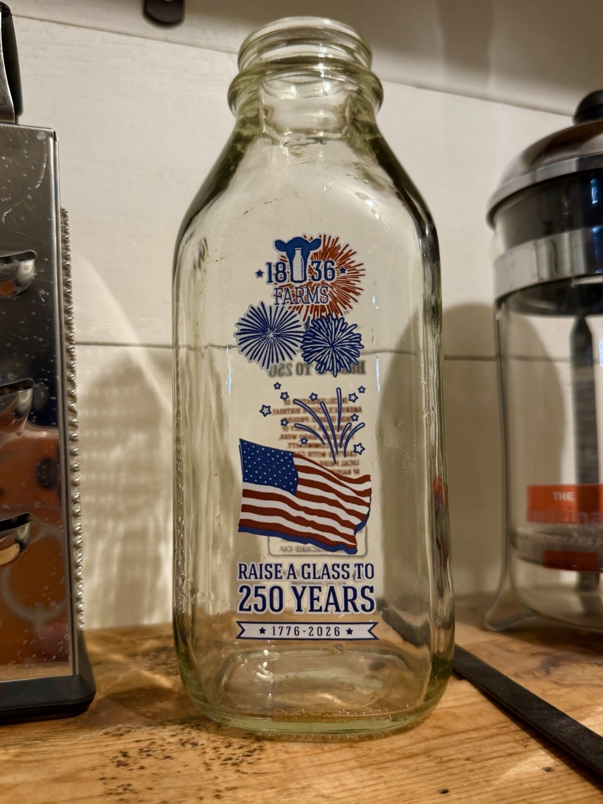 1836 Milk Quart Bottle - One Time-Release America\'s 250th Birthday - 32 ounces