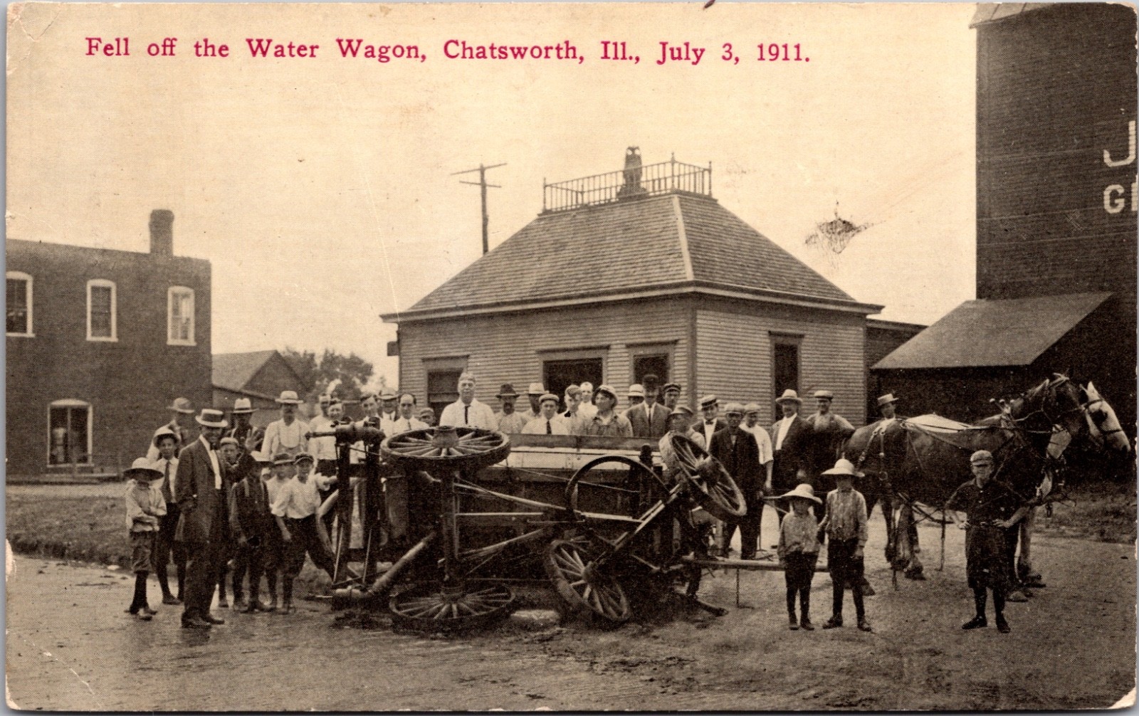 Fell Off the Water Wagon Chatsworth Illinois July 3 1911 RPPC Postcard