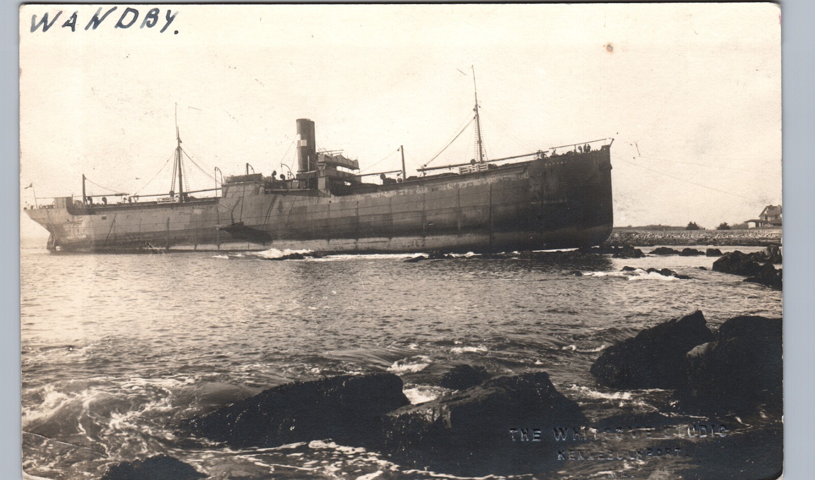 SHIPWRECK WANDBY kennebunkport me real photo postcard rppc maine ship coast