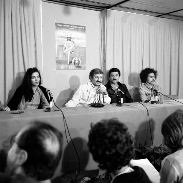 Algerian director Mohammed Lakhdar-Hamina gives a press conference- Old Photo 1