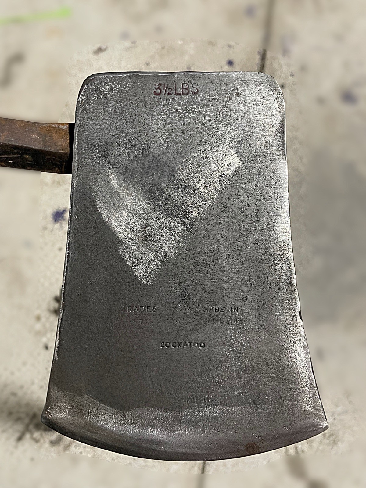 Vintage Brades Cockatoo Made in australia 3.5 pound axe head . Vintage Brades Cockatoo Made in australia 3.5 pound axe head .