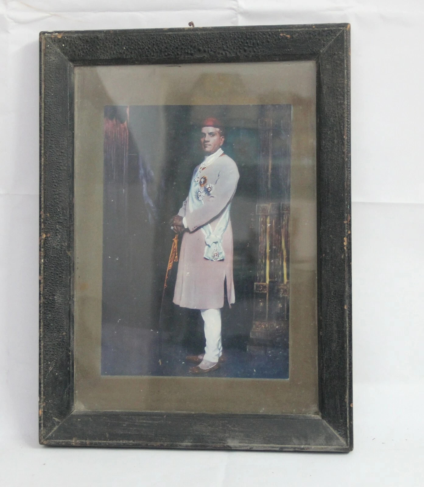 Old Vintage Litho Print Of Royal Family Member in Well Wooden Frame