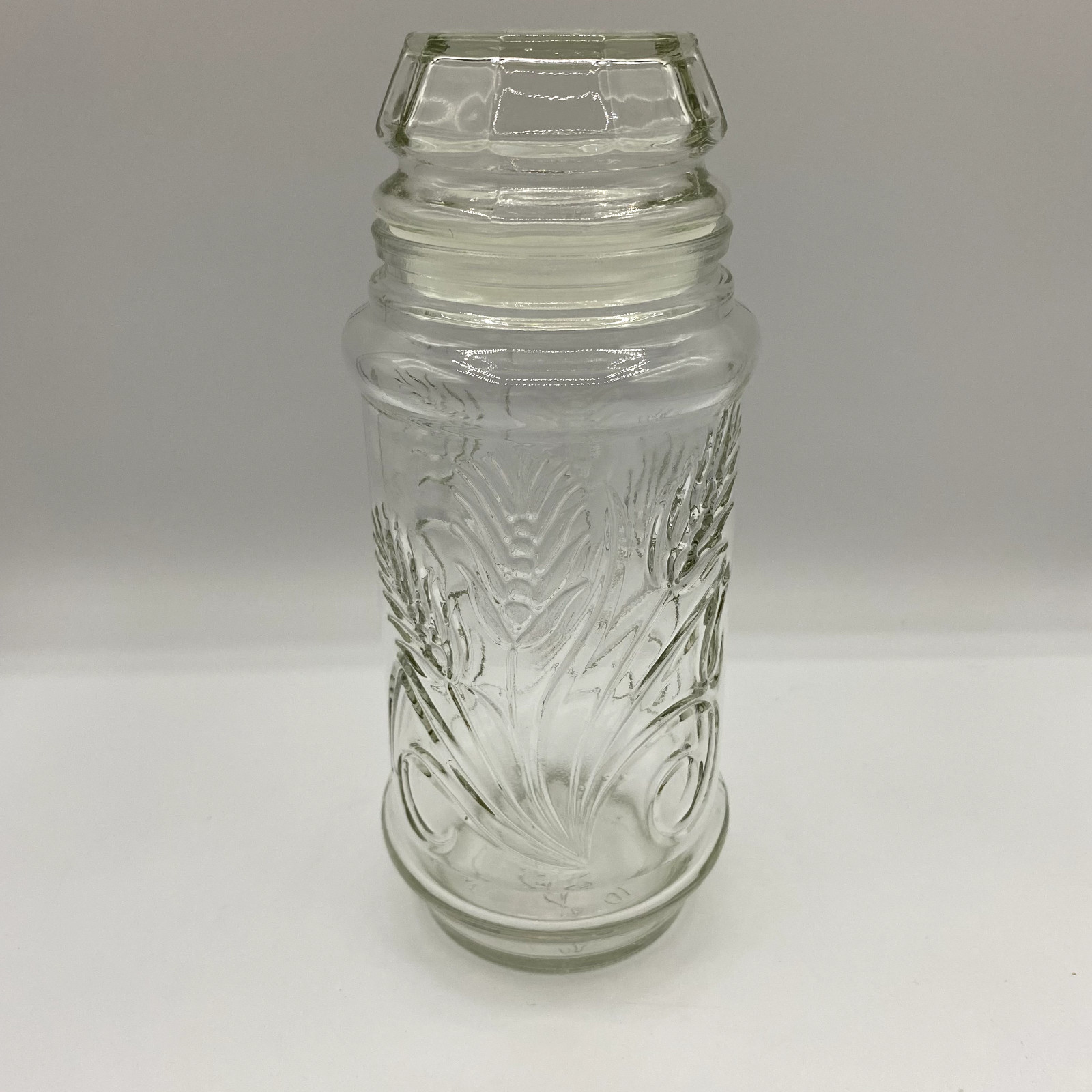 1982 Vintage PLanters Mr Peanut Glass JAR w Lid Wheat Pattern  Anchor Hocking