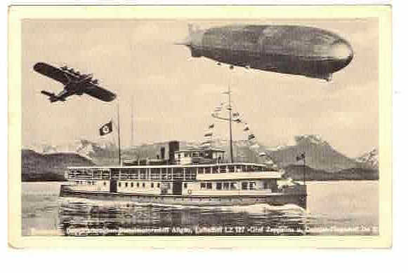 Vintage German World War II Zeppelin Air Ship, Airplane, Ship Germany Post Card Vintage German World War II Zeppelin Air Ship, Airplane, Ship Germany Post Card