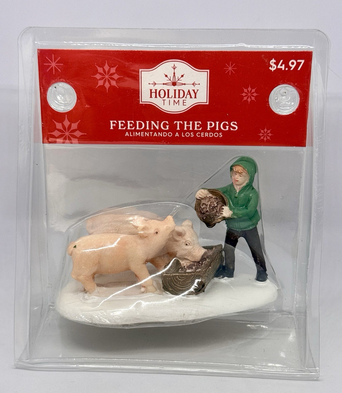 Holiday Time Christmas Village FEEDING THE PIGS Holiday Figurine NEW (2022)