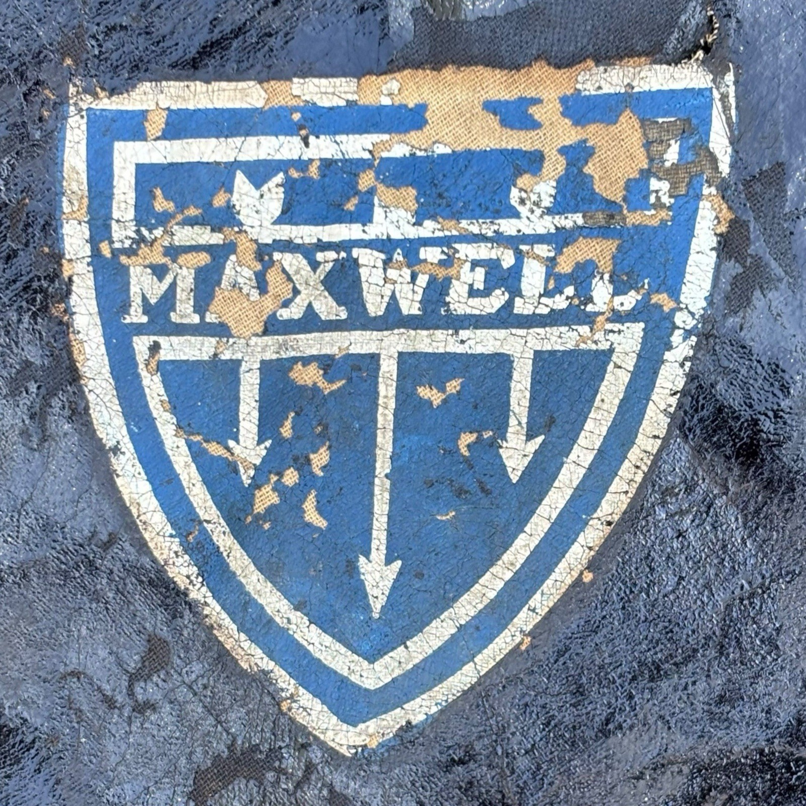 Antique Maxwell Tire Cover Sign Chrysler Model A T Gas Oil Car Auto Advertising