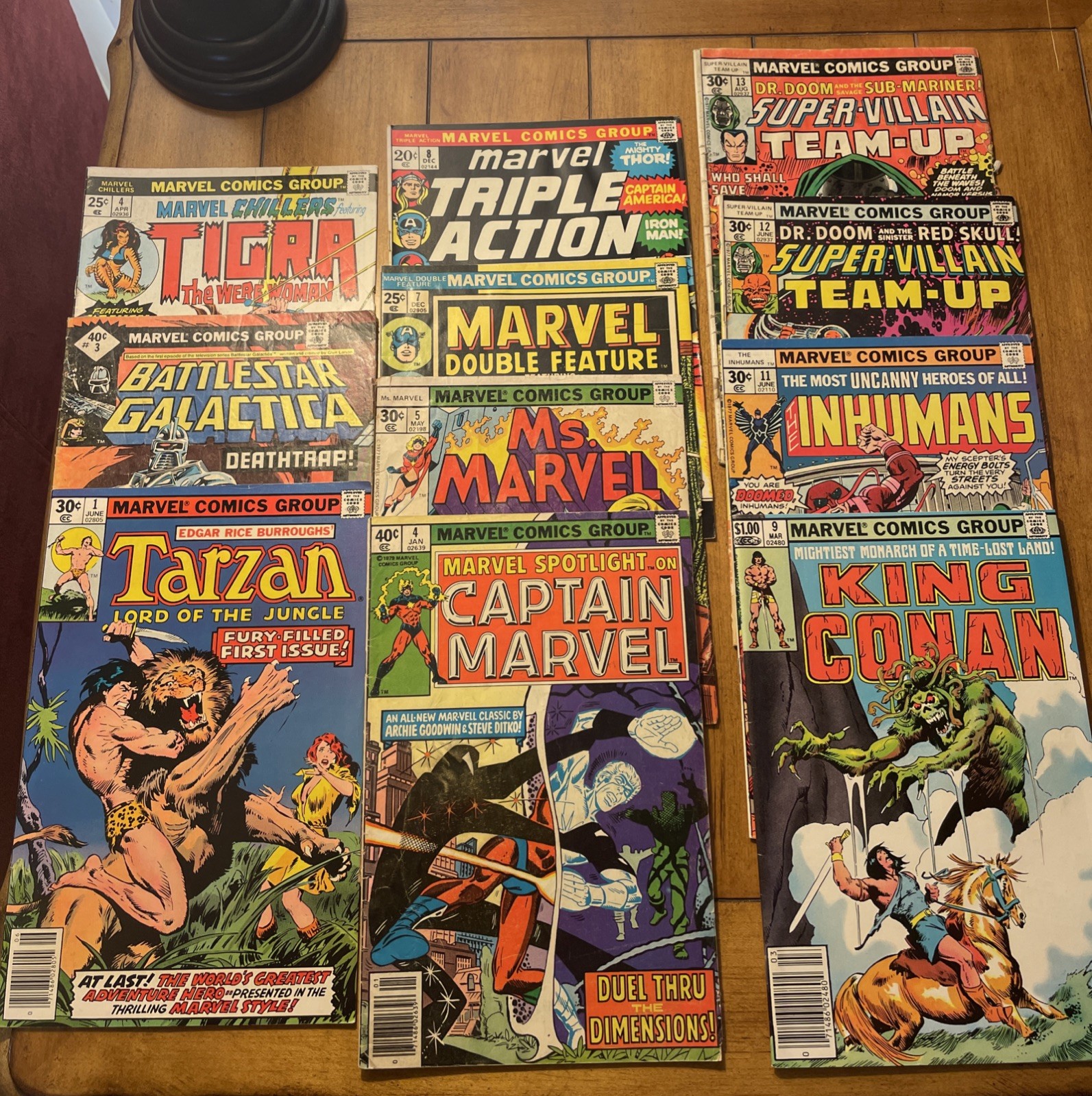 11 Vintage Marvel Comics Lot 1970s Bronze Age Tarzan Ms Marvel Inhumans Conan