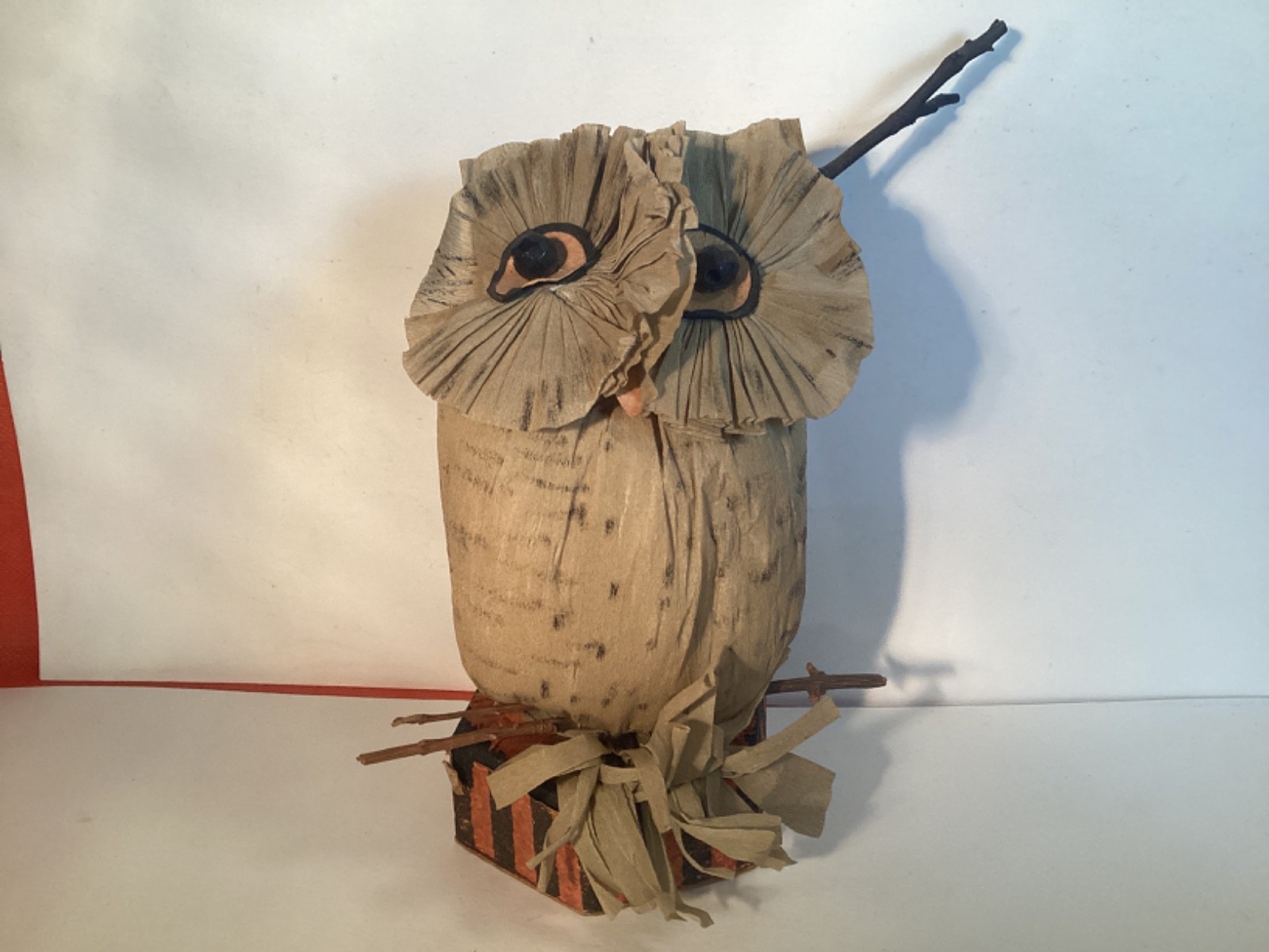 MADE IN JAPAN MIJ VINTAGE HALLOWEEN LARGE OWL ON BRANCH CANDY CONTAINER ANTIQUE MADE IN JAPAN MIJ VINTAGE HALLOWEEN LARGE OWL ON BRANCH CANDY CONTAINER ANTIQUE