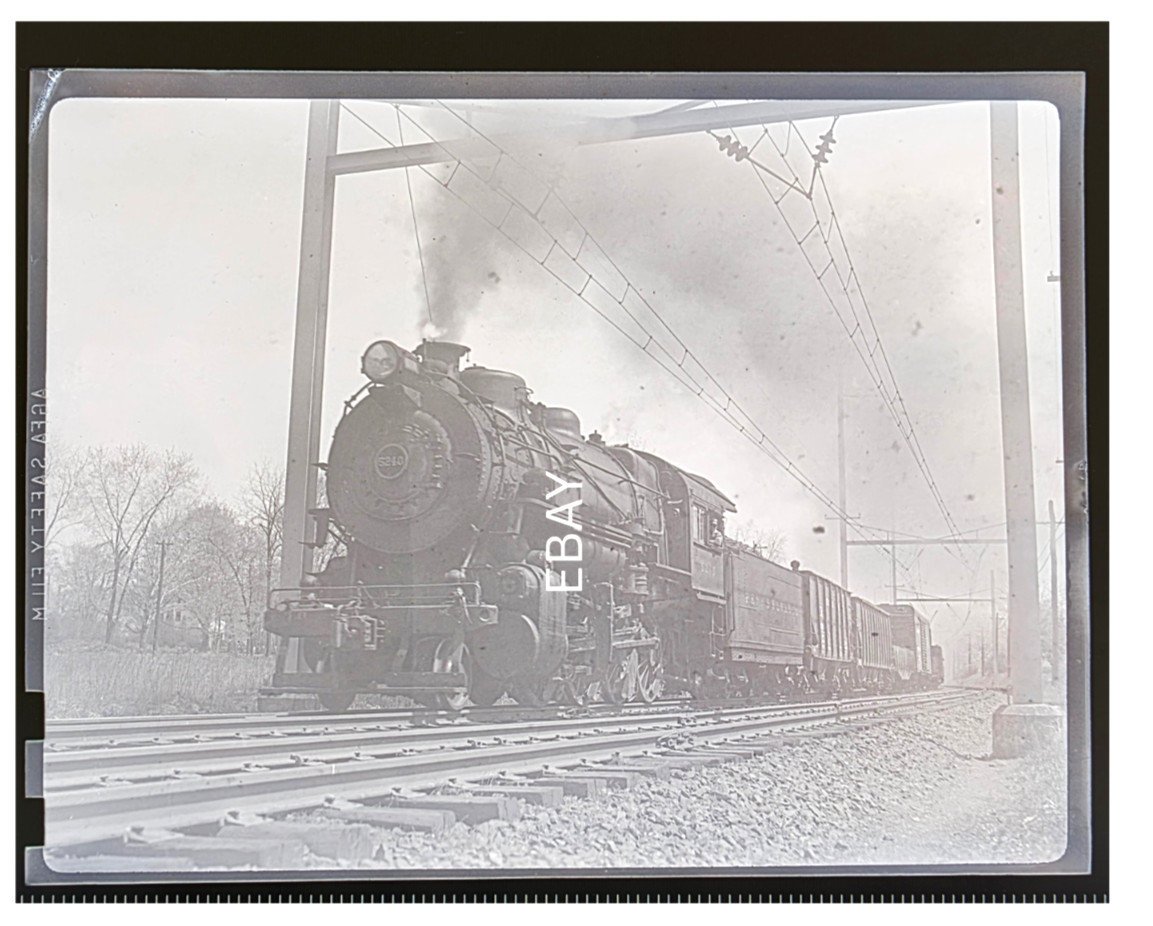 May 1944 Pennsylvania Railroad PRR 5240 2-8-0 Morton, PA Photo Negative May 1944 Pennsylvania Railroad PRR 5240 2-8-0 Morton, PA Photo Negative
