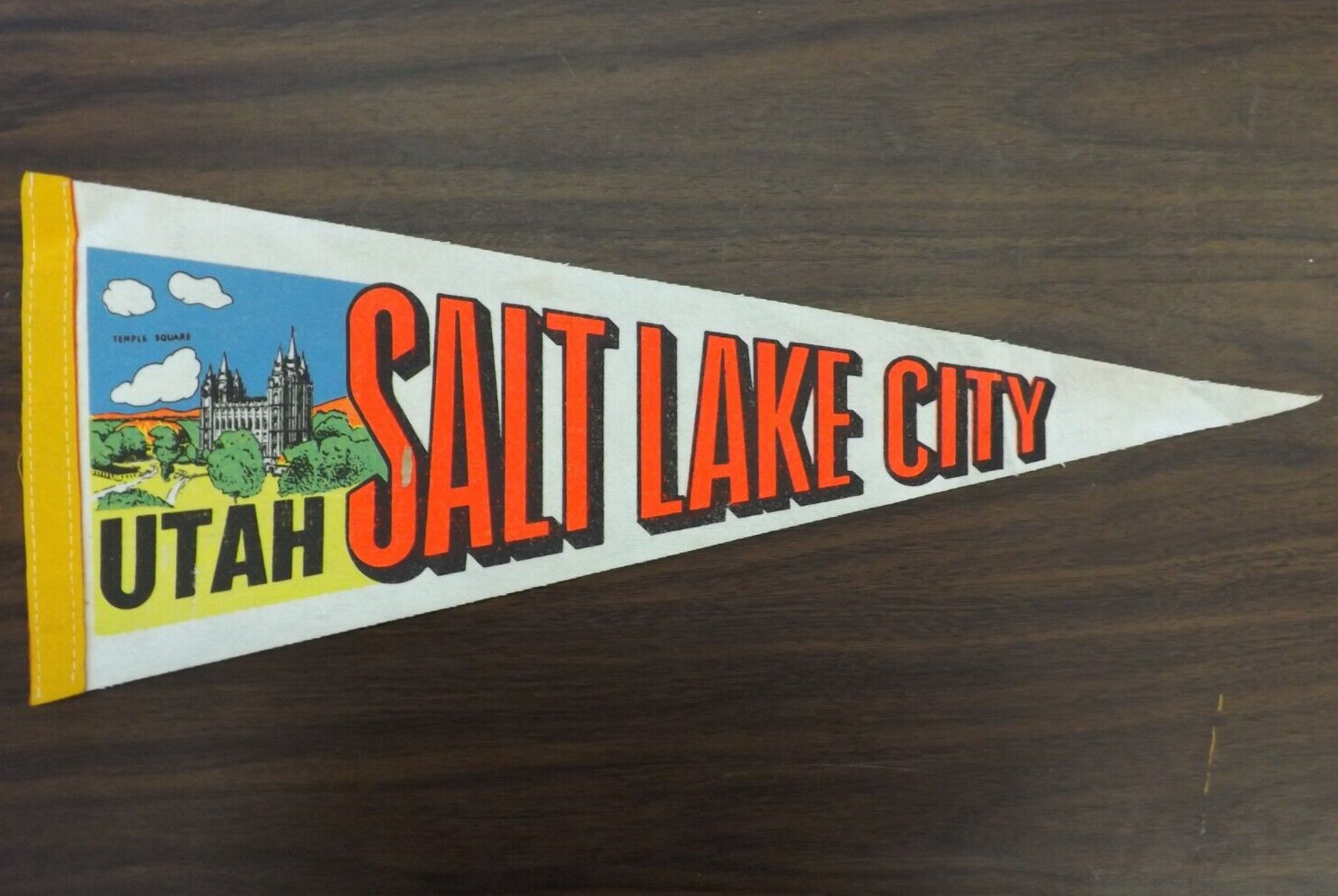 VINTAGE 1960s SALT LAKE CITY UTAH PENNANT BANNER FLAG 17\