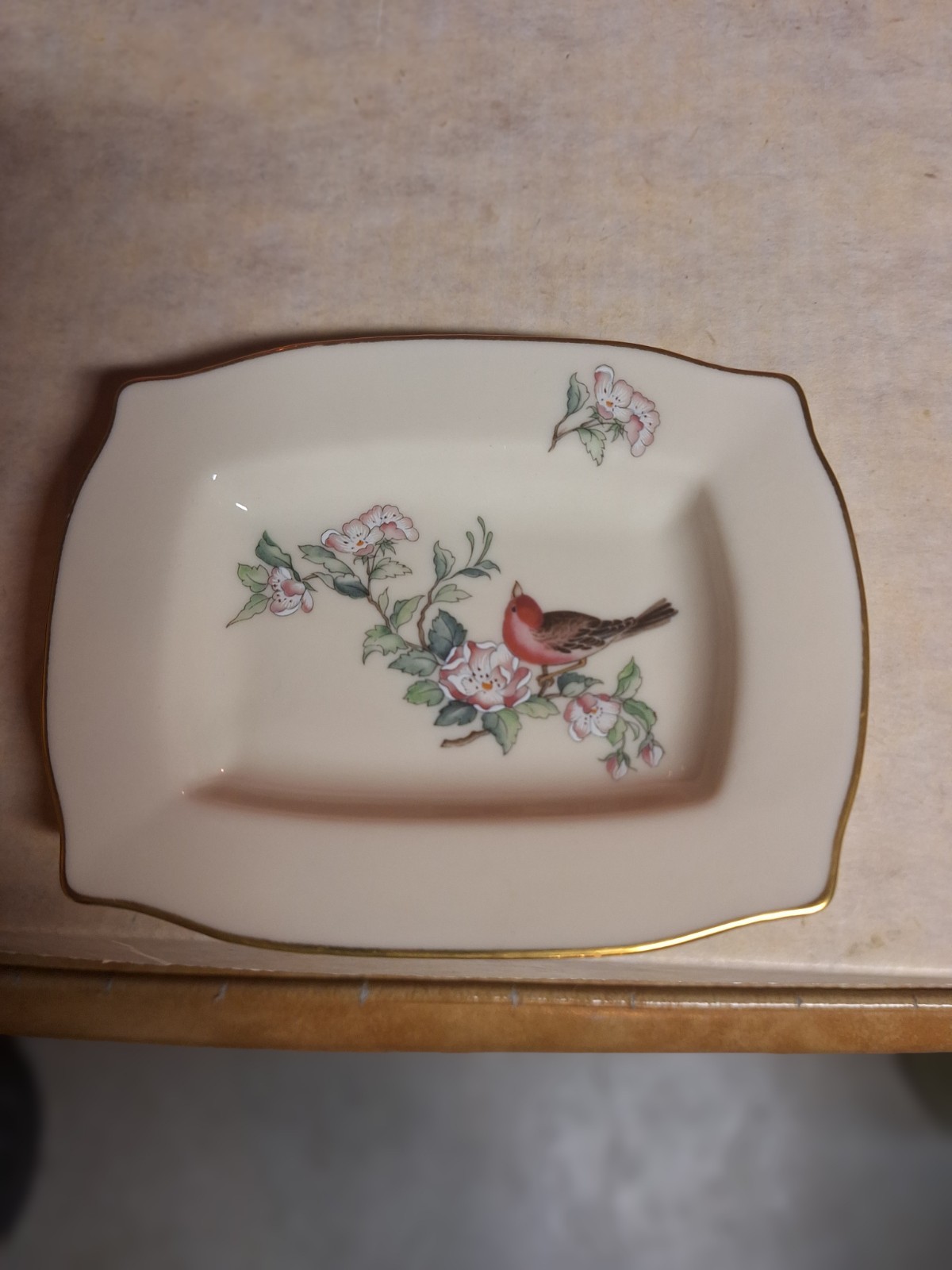 Vintage Lenox ashtray or trinket tray rectangle 4 3/16in X 5 5/16in ceramic