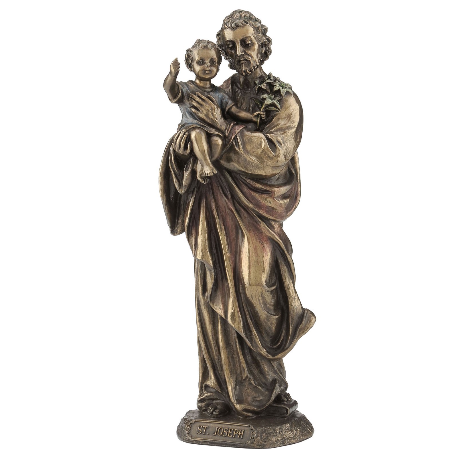 St. Joseph Holding Baby Jesus Sculpture - 8.25\