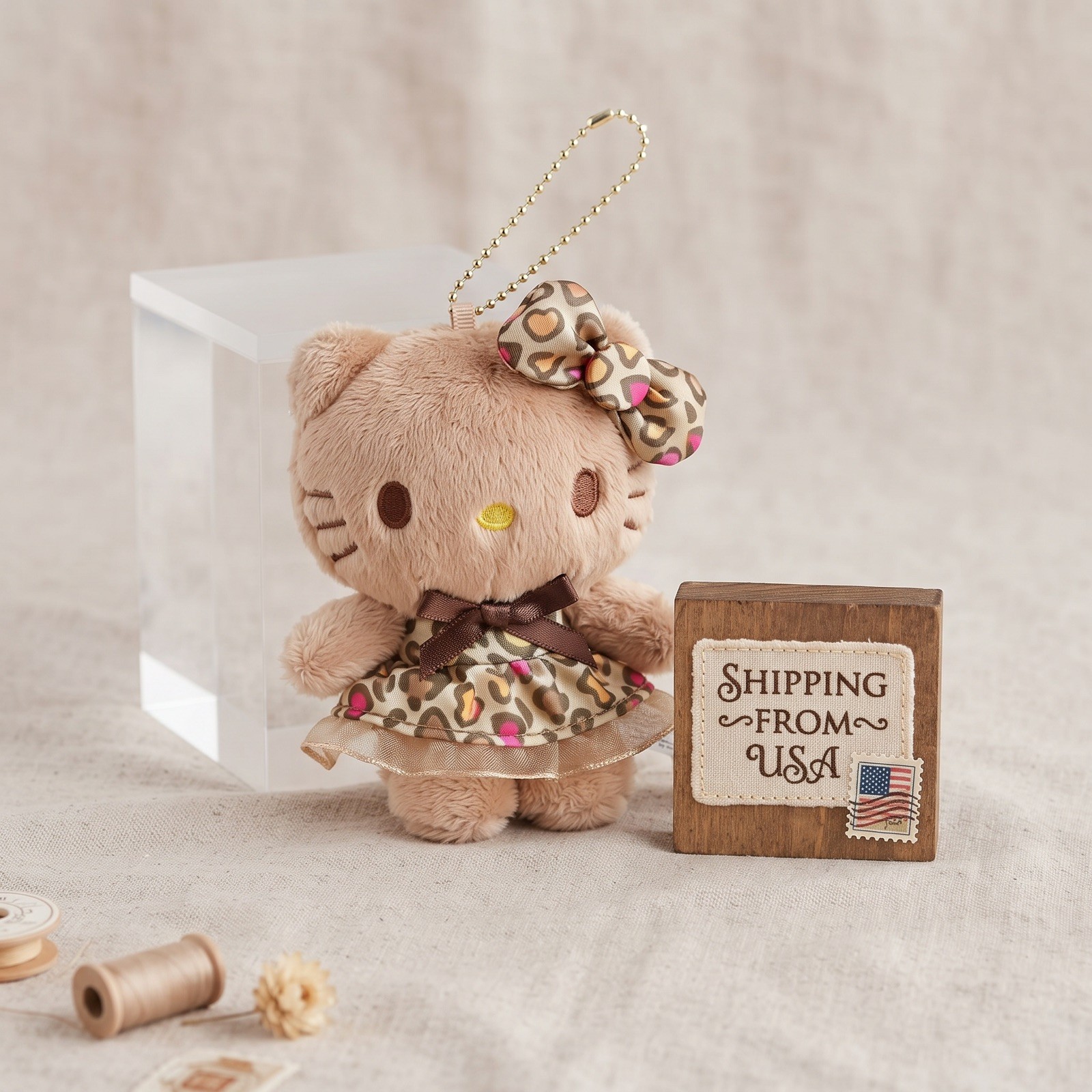 NEW Sanrio Hello Kitty Leopard Cheetah Plush Keychain Bag Charm Gyaru Y2K NEW Sanrio Hello Kitty Leopard Cheetah Plush Keychain Bag Charm Gyaru Y2K