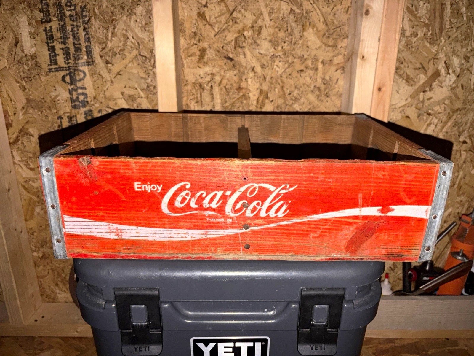 Coca-Cola 1973 Vintage Wooden Bottle Carrier Crate Enjoy Coca-Cola Red