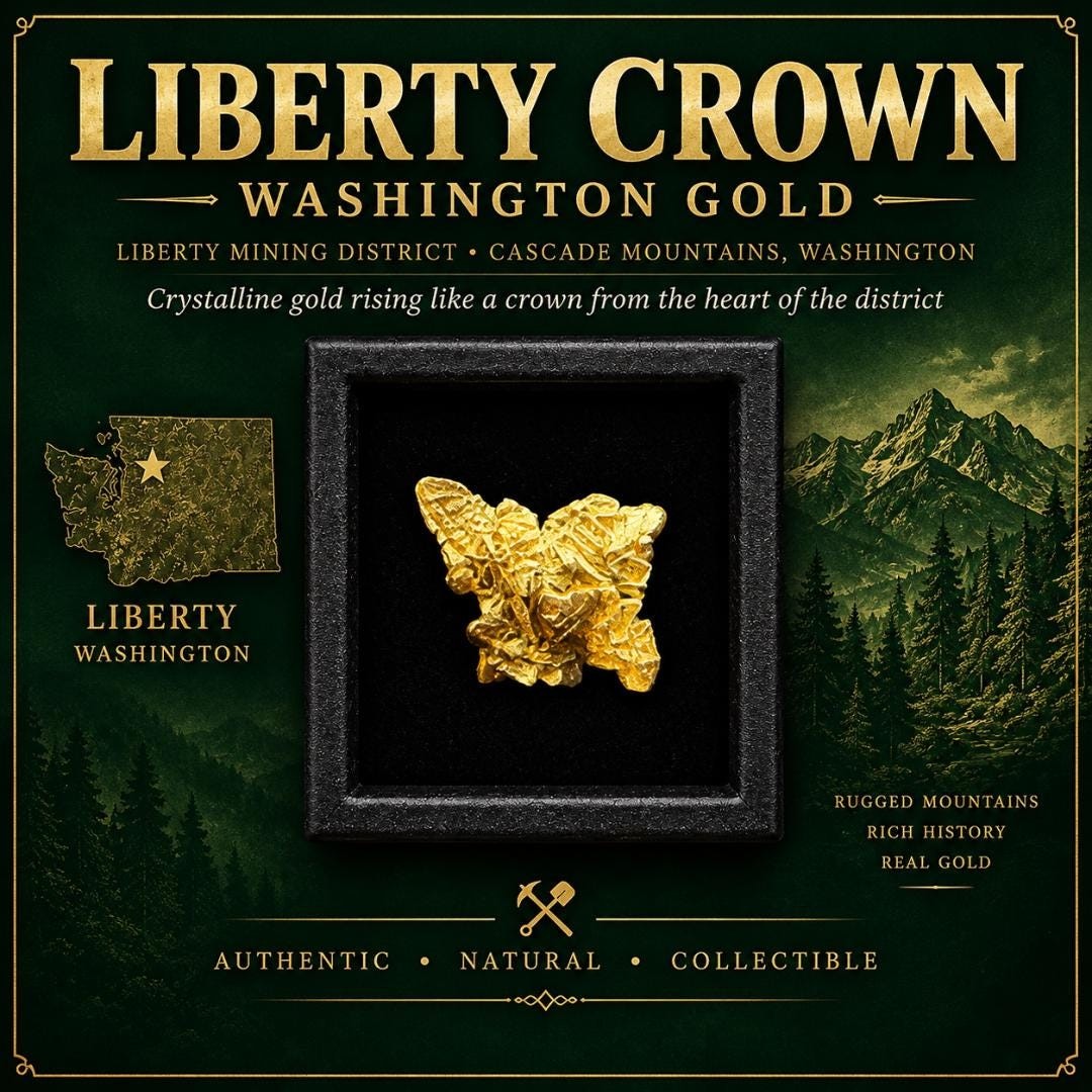 Liberty Washington Gold Nugget | 0.115g Crystalline Gold Specimen | Liberty M.D.