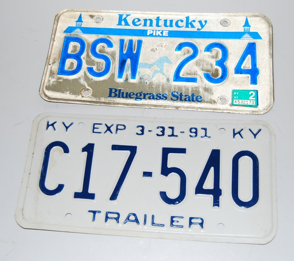 Vintage Lot of 2 Kentucky 1992 & 1993 PIKE COUNTY License Plates Bluegrass State