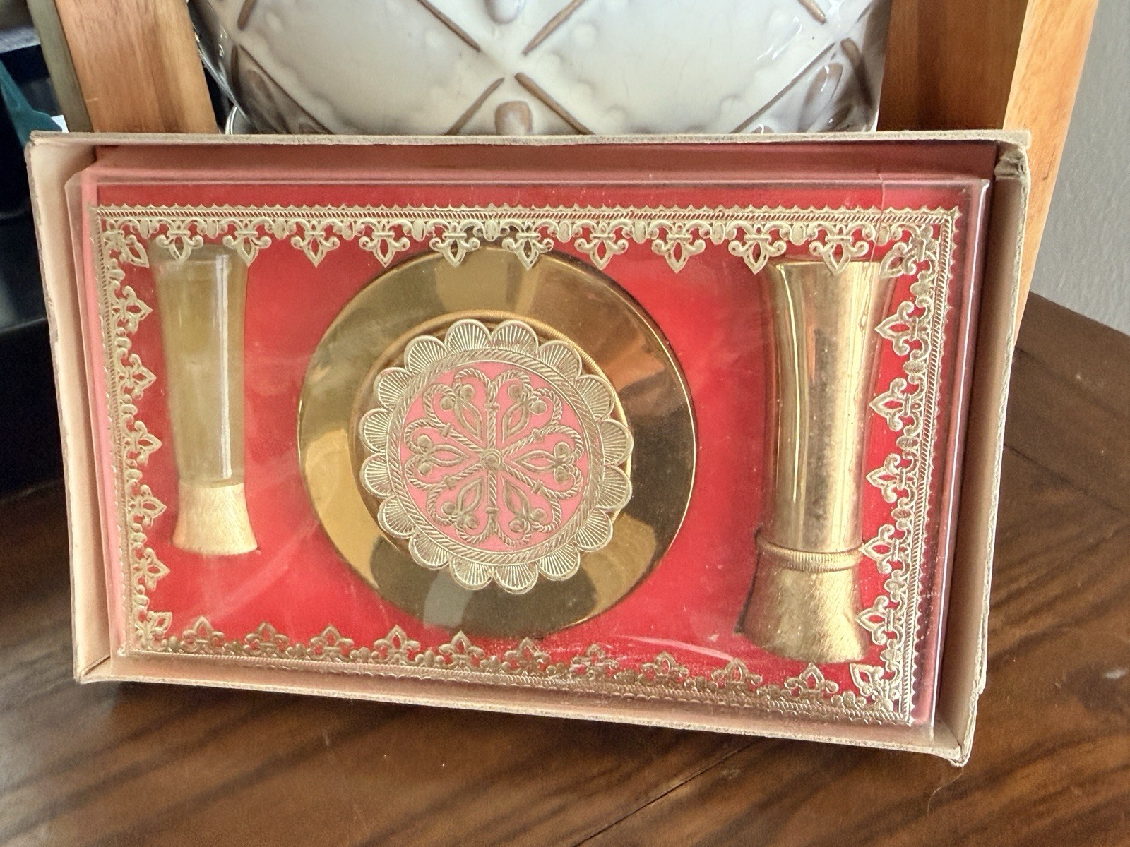 1962 Vintage Avon Topaze Vanity Gift Set NOS NIB Powder Perfume Lipstick