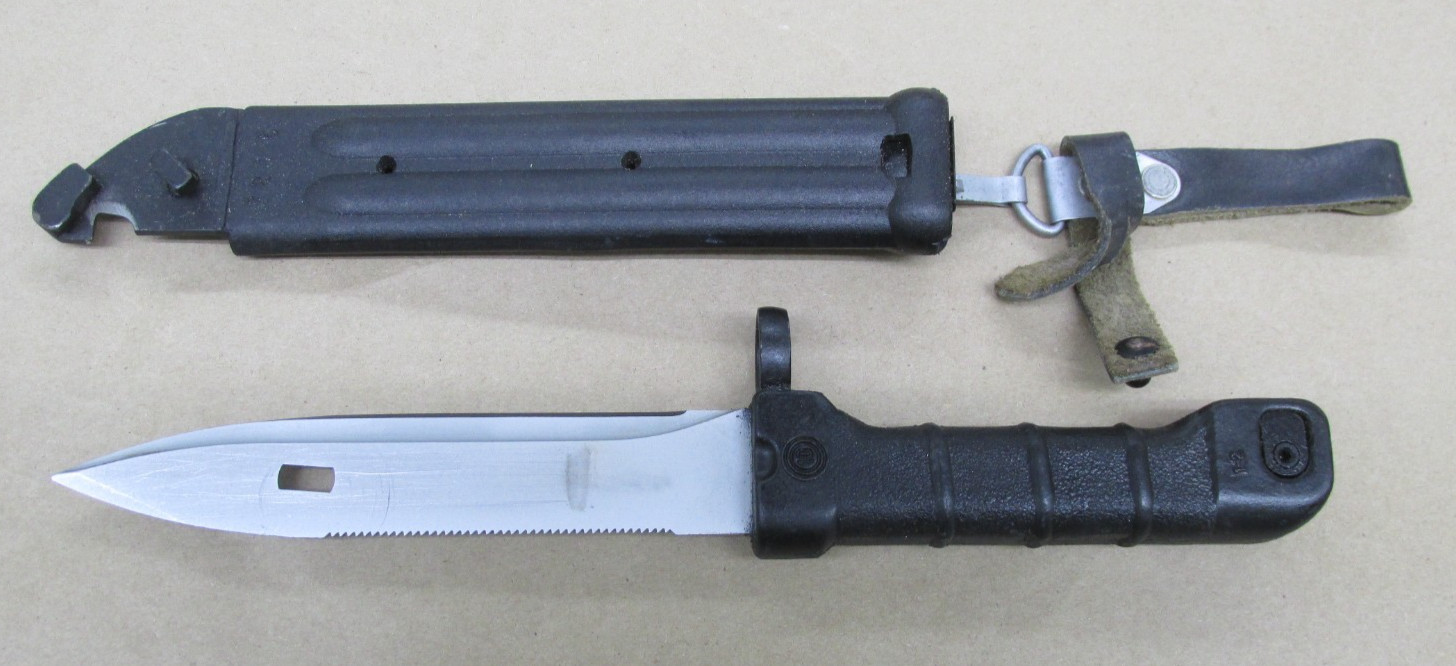 Genuine Bulgarian Circle 10 Bayonet w/ Matching Number Scabbard / Leather Hanger