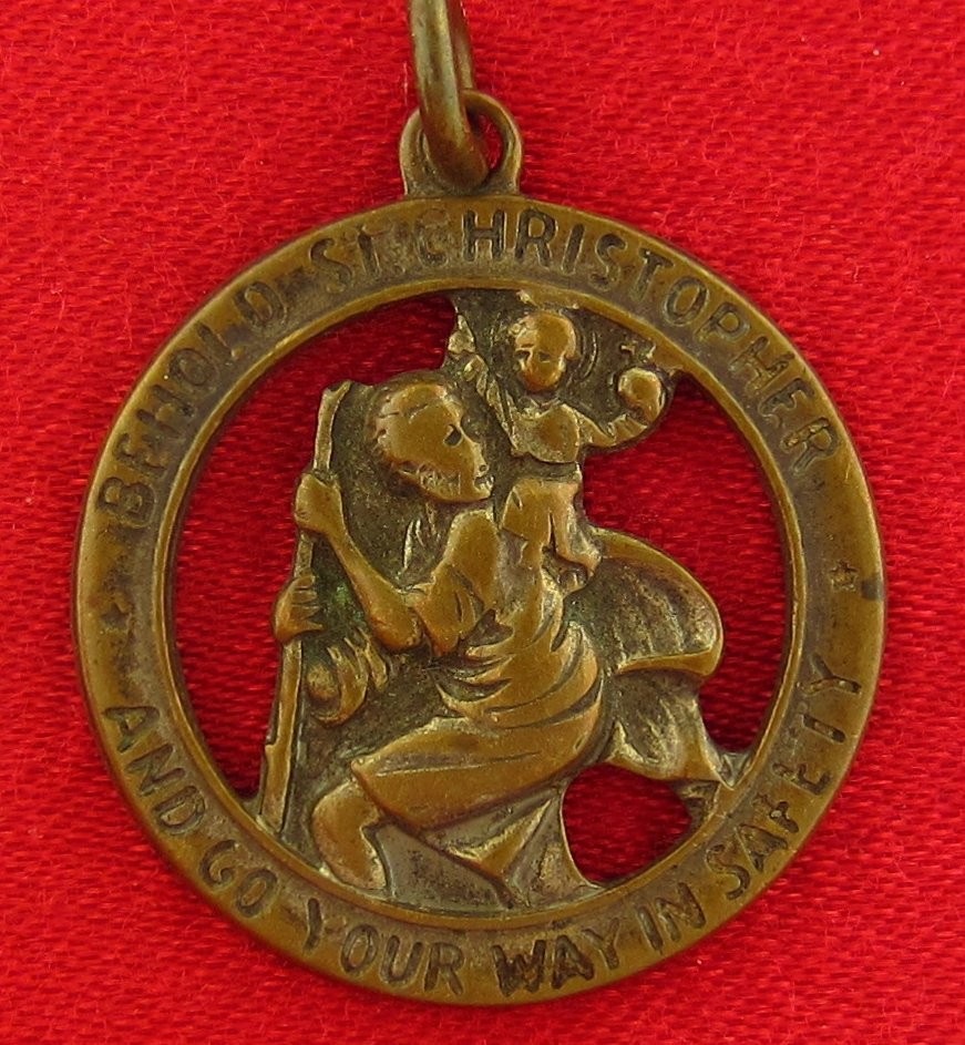 Vintage SAINT CHRISTOPHER Medal GO YOUR WAY SAFELY Religious Catholic Pendant