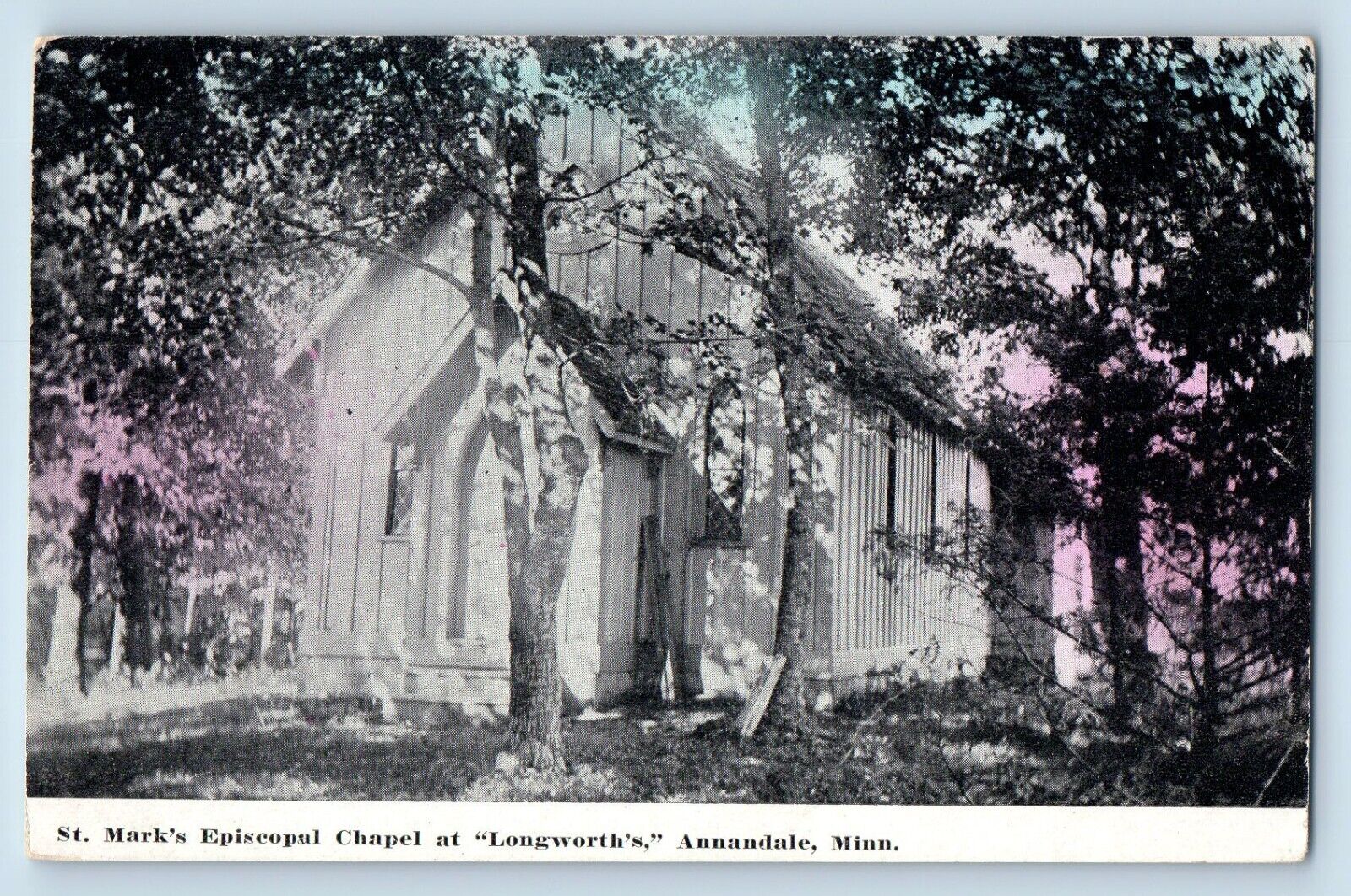 Annandale Minnesota MN Postcard St. Mark's Episcopal Chapel Longsworth's c1910