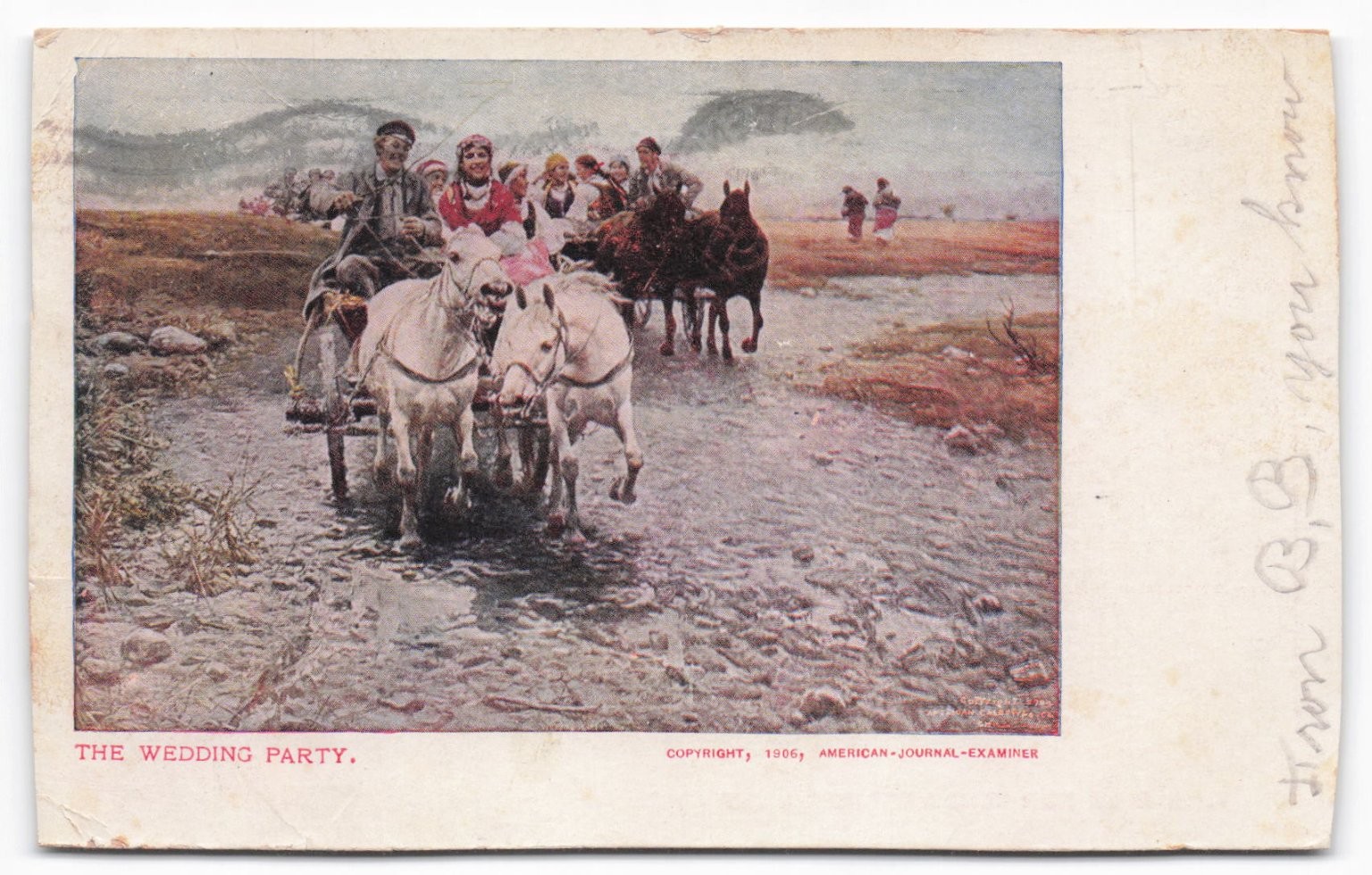VTG 1905 The Wedding Party Postcard - Providence RI Postmark 1906 - Hearst Promo