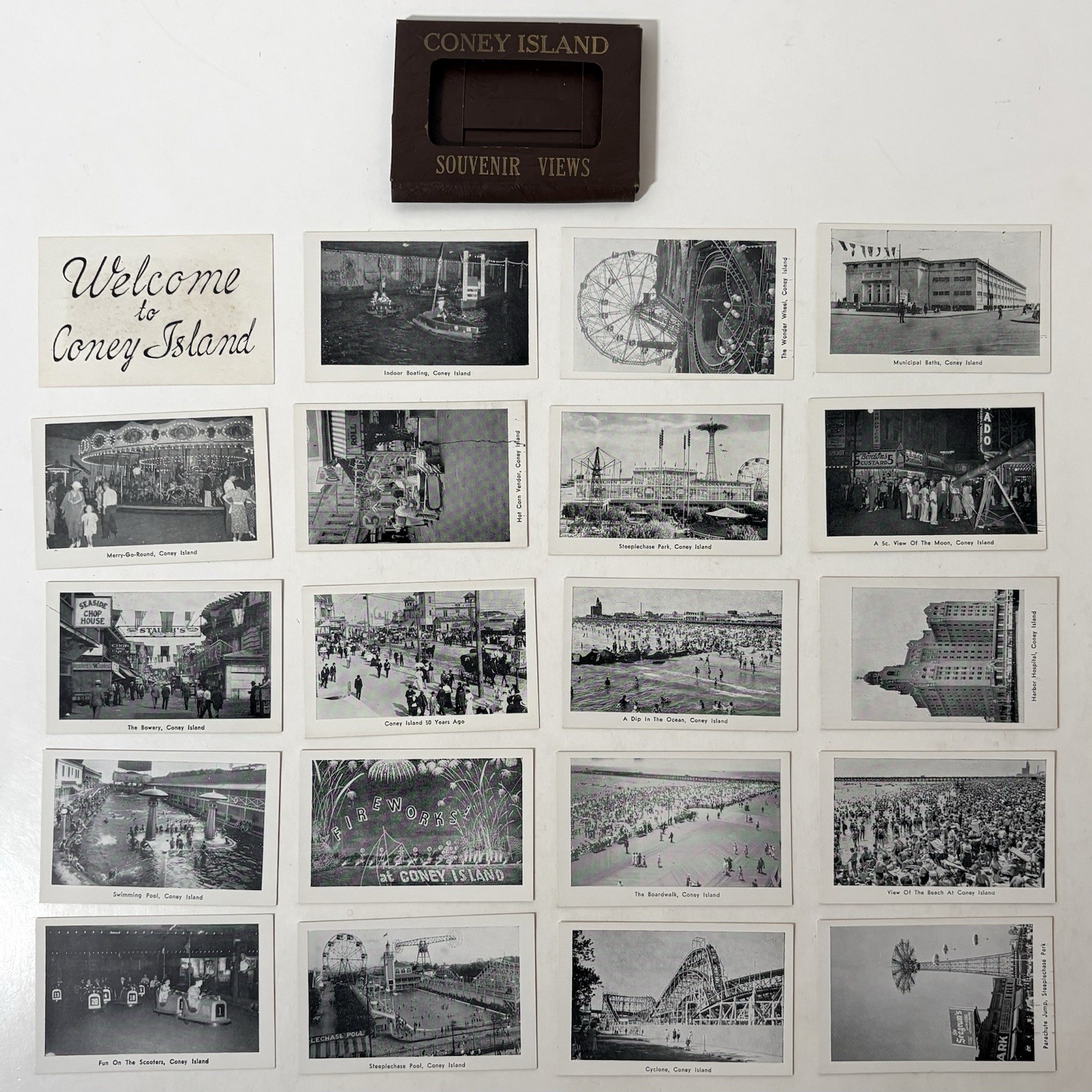Vintage Coney Island New York NY Souvenir 20 Mini Views Complete Set Antique