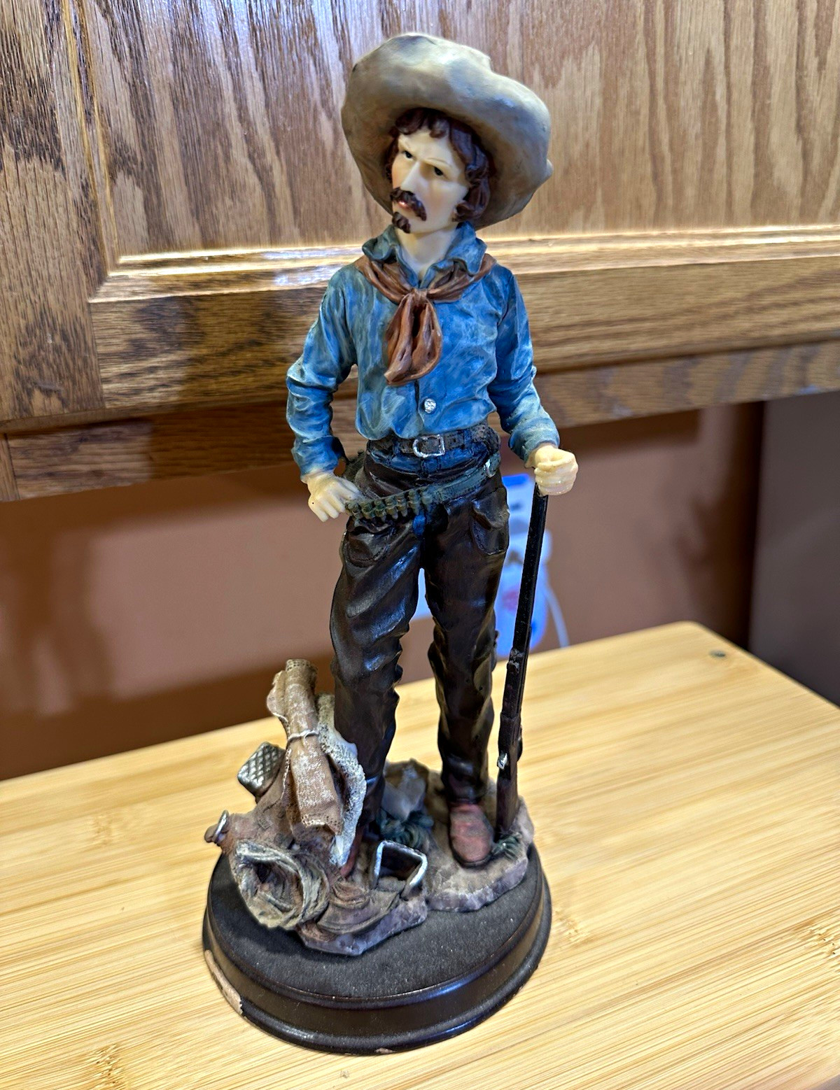 Vintage Elegante Collection Resin Western Cowboy Figurine with Rifle & Saddle9.5