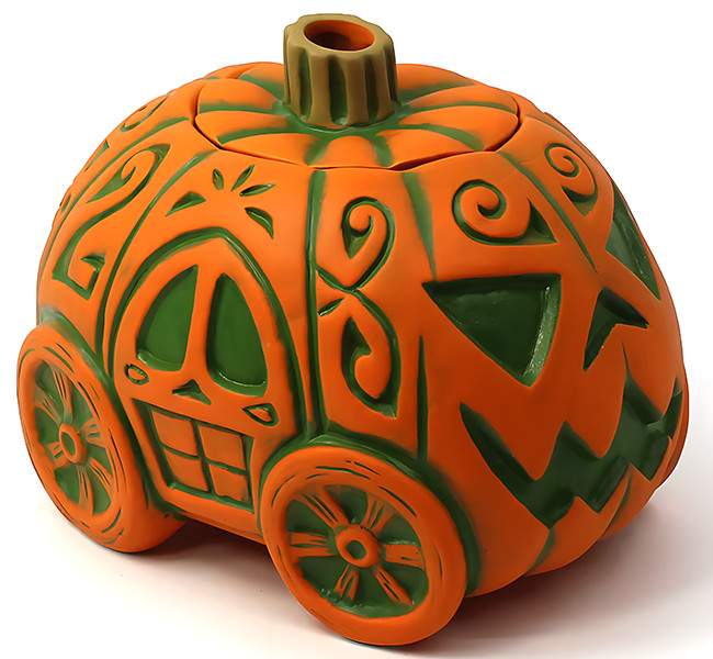 TIKI FARM Jack-o-Lantern Pumpkin Buggy Mug by Bai Ceramic TIKI MUG w/lid