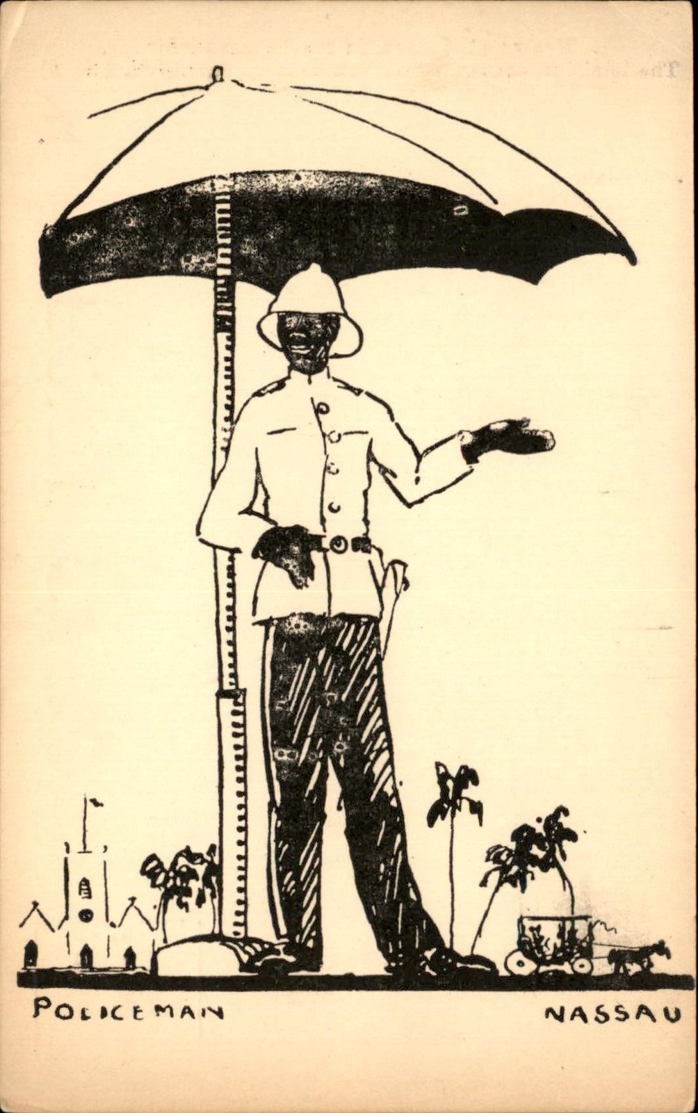 Nassau Bahamas Policeman The Island Bookshop c1900s-10s Vintage Postcard