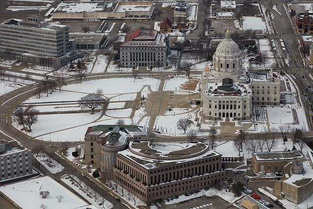 Photo:St Paul Minnesota 2020 Aerial View Downtown Minnesota Capitol Winter