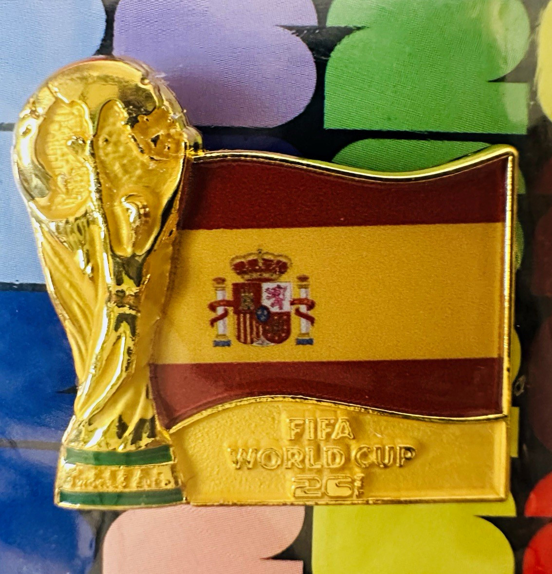 FIFA World Cup 26 Spain Flag FIFA World Cup Trophy Enamelled Metal Pin
