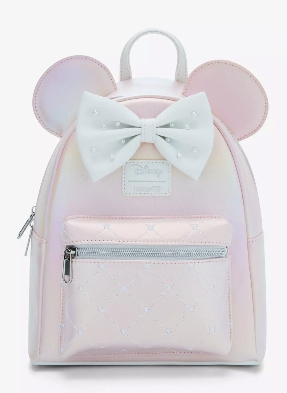 Loungefly Disney Hot Topic Exclusive Minnie Mouse Pearl Iridescent Backpack BNWT Loungefly Disney Hot Topic Exclusive Minnie Mouse Pearl Iridescent Backpack BNWT