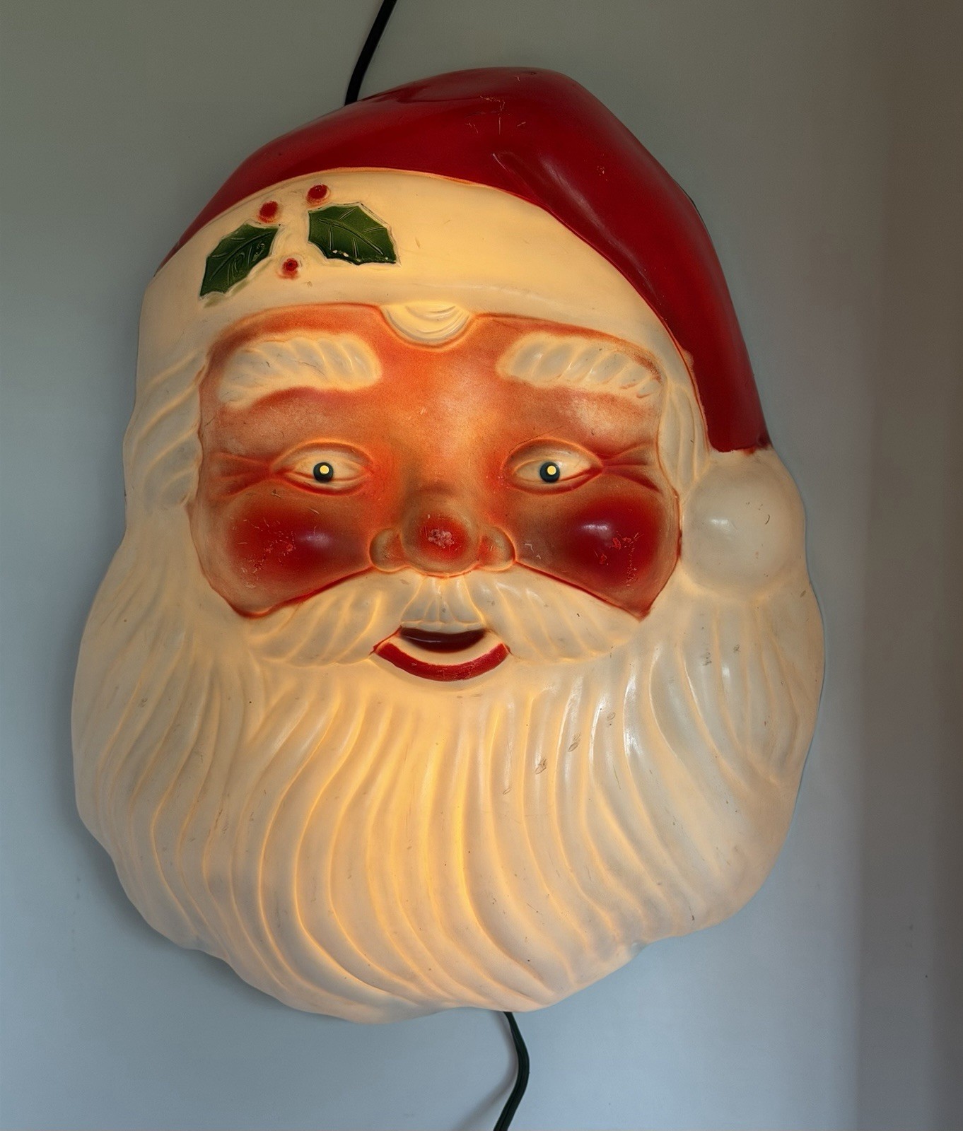 VINTAGE NOMA LIGHTED SANTA CLAUS WALL BLOWMOLD 50S 60S